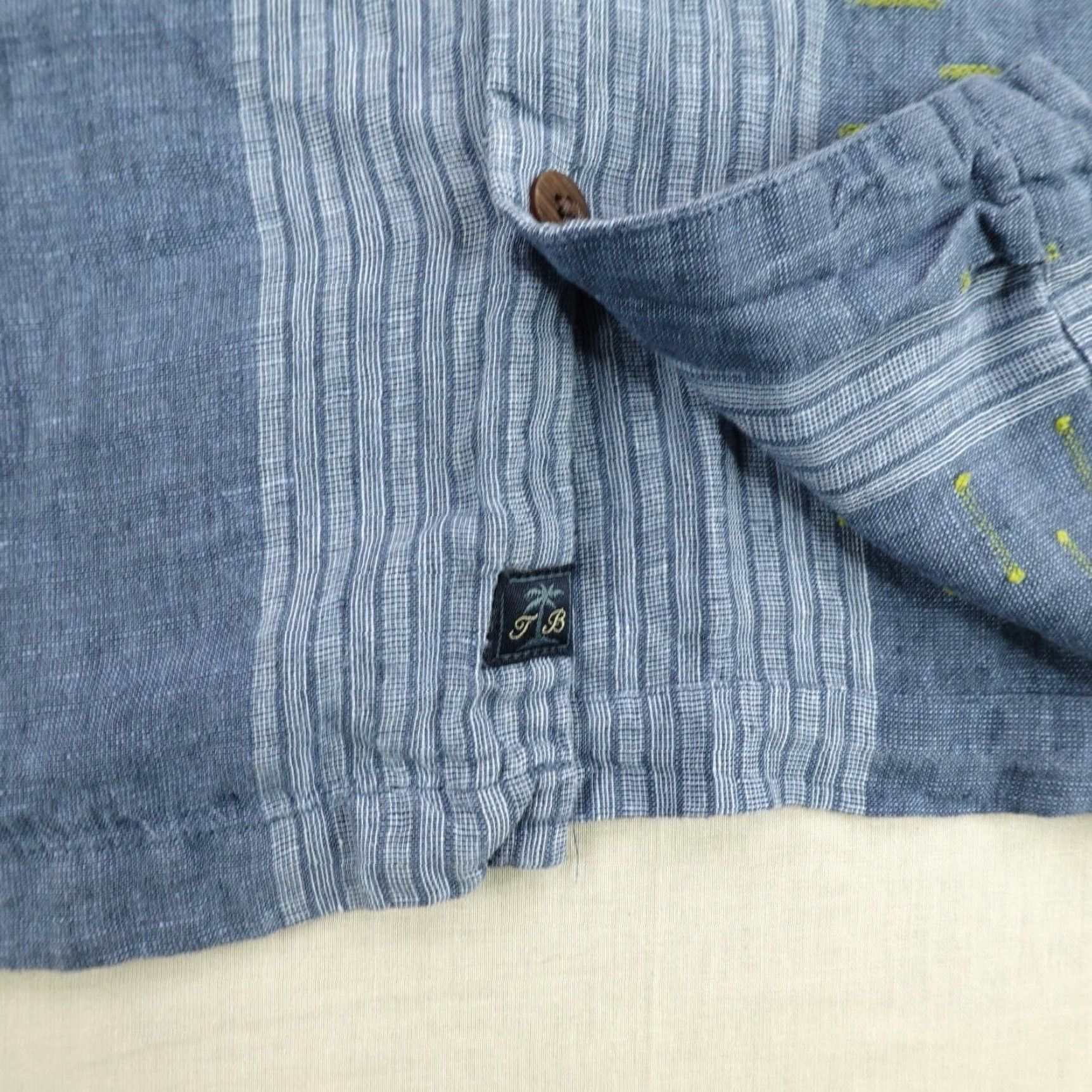 Tommy Bahama VINTAGE Tommy Bahama Shirt Mens 2XL Short Sleeve Blue Stripes Button Up Linen Casual Hawaiian Outdoors Size US XXL / EU 58 / 5 - 5 Thumbnail