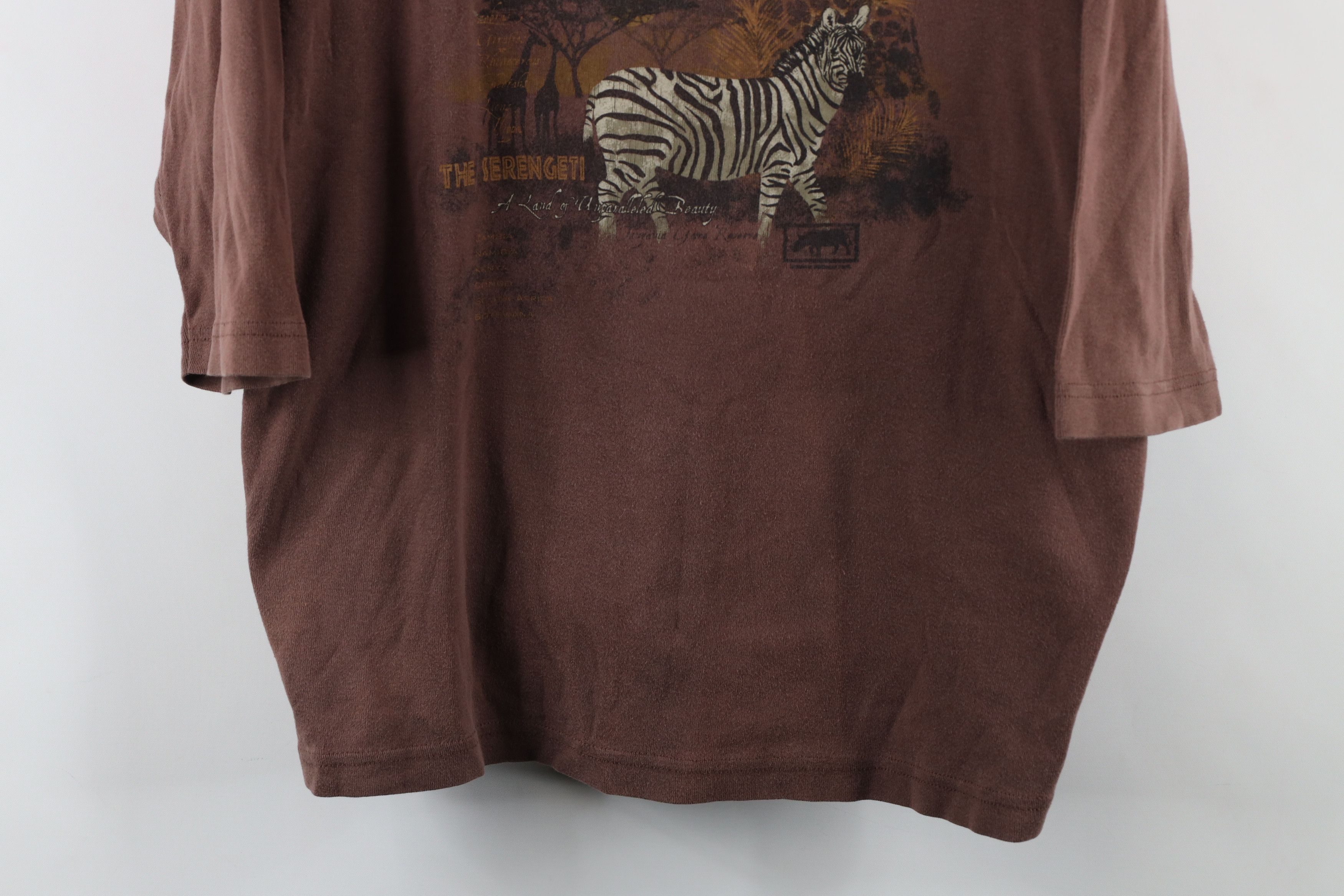 Vintage Vintage 90s Streetwear Nature 3/4 Sleeve Ribbed T-Shirt Size XXL / US 16-18 / IT 52-54 - 3 Thumbnail