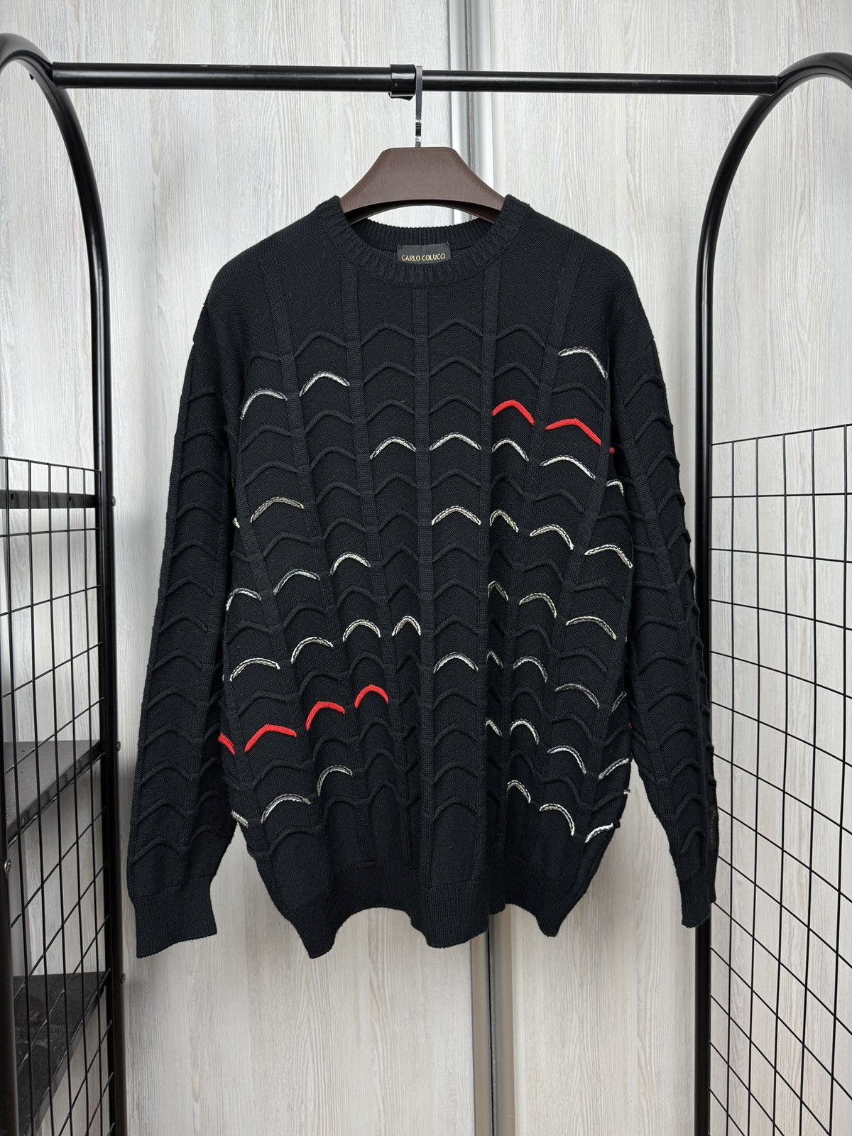 Carlo Colucci Carlo Colucci black cable knitted cotton sweater size 54 Size US L / EU 52-54 / 3 - 1 Thumbnail