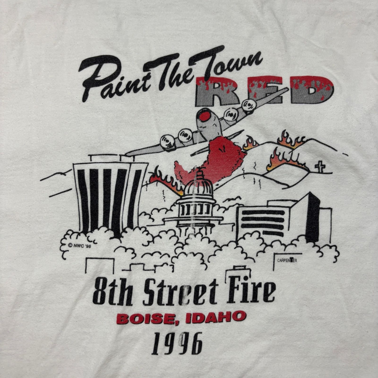 Hanes × Vintage VTG 1996 8th Street Fire Paint the Town Red Idaho Shirt XL Size US XL / EU 56 / 4 - 1 Thumbnail