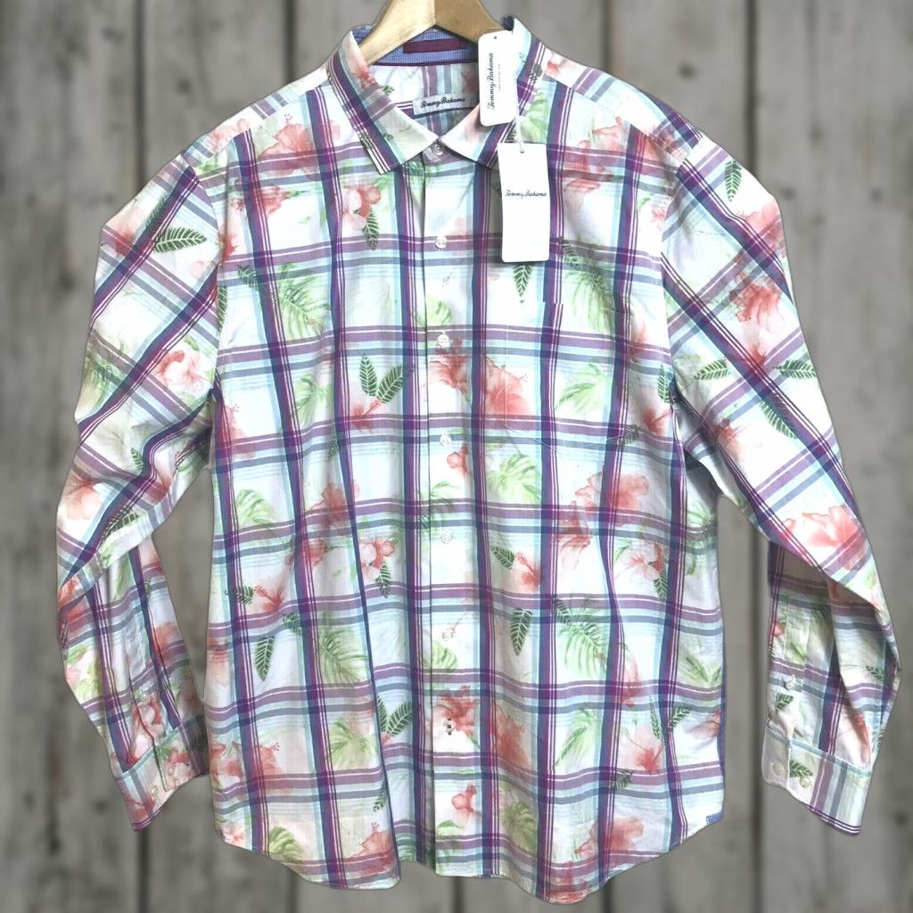 Tommy Bahama Tommy Bahama Shirt Mens Medium Vedado Plaid Pastel Floral Button Up Multi-Color Long Sleeve Casual Summer Spring Fall Size US M / EU 48-50 / 2 - 1 Thumbnail