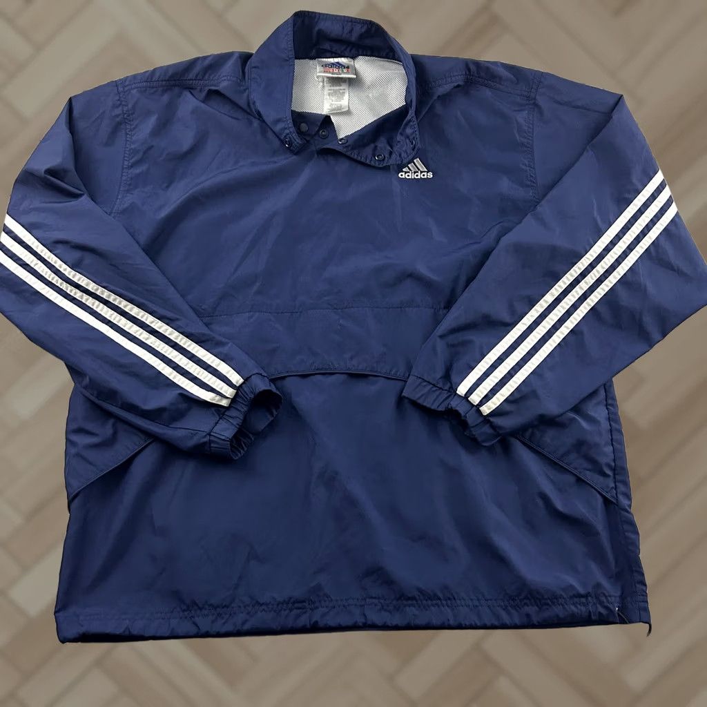 Adidas Vintage Adidas Pullover Jacket Men's M Blue Snap Button Windbreaker Size US M / EU 48-50 / 2 - 1 Thumbnail