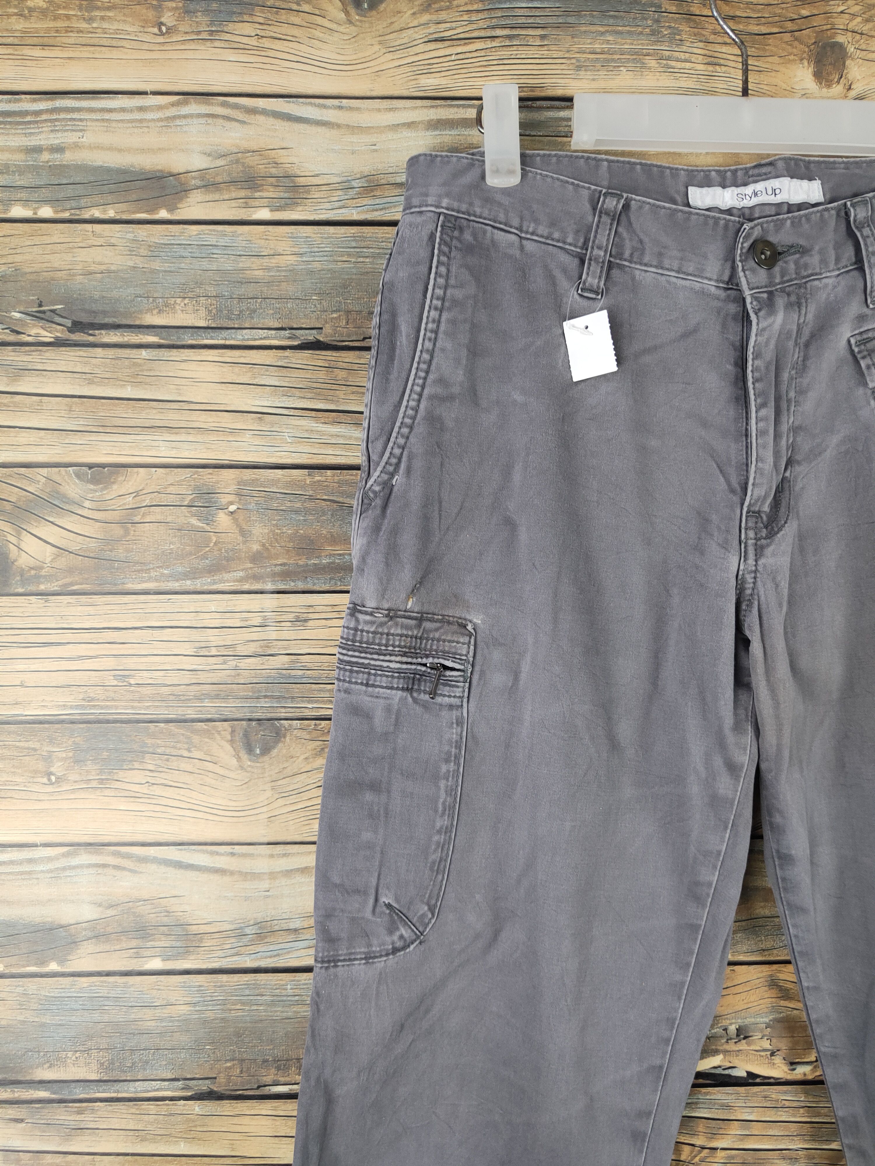 Japanese Brand DL Style Up Gray Multipocket Tactical Cargo Pants #1479 Size US 31 - 3 Thumbnail