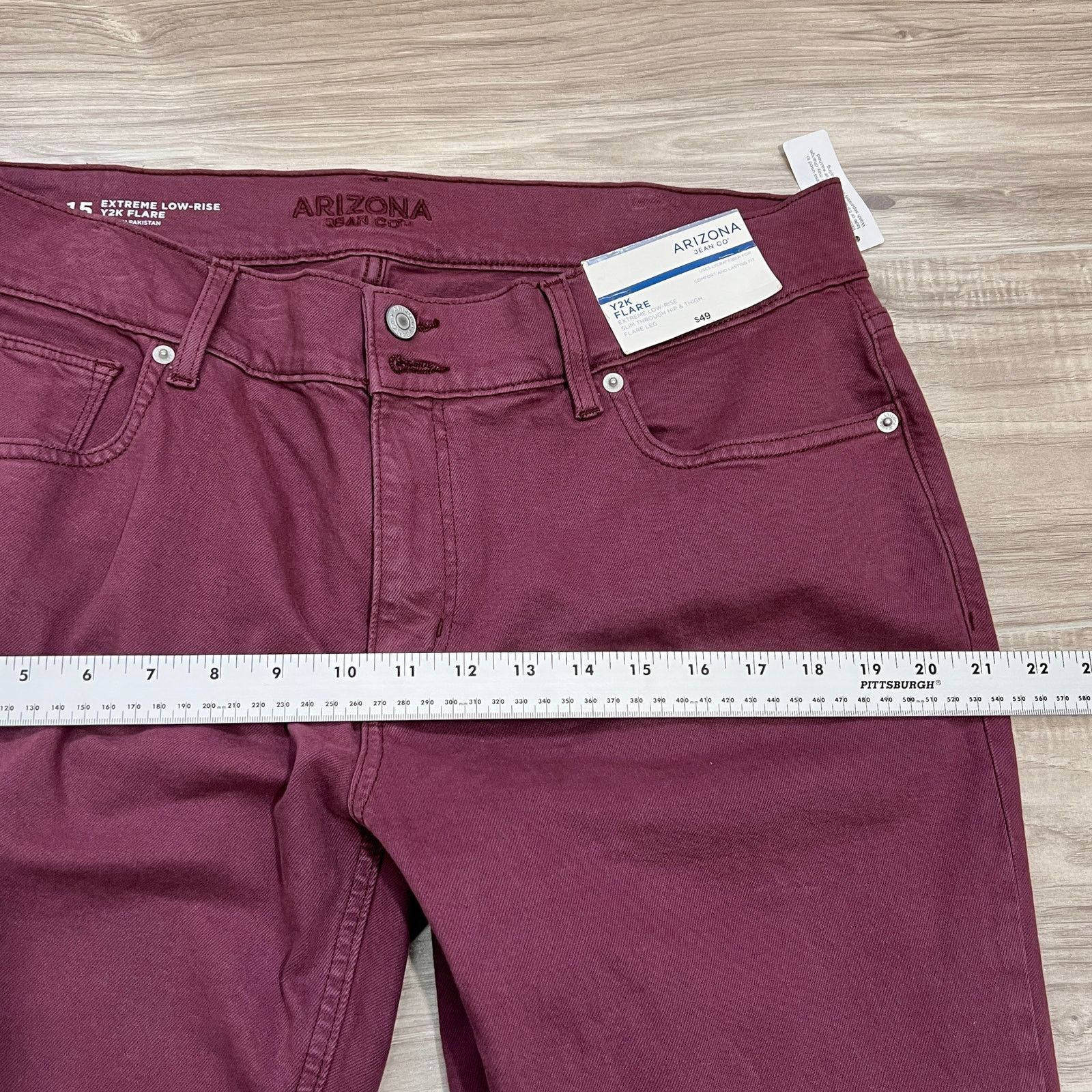 Arizona Jean Co. Arizona Jean Co Y2K Flare Extreme Low Rise Purple Jeans 15 Size 36" / US 14 / IT 50 - 4 Thumbnail