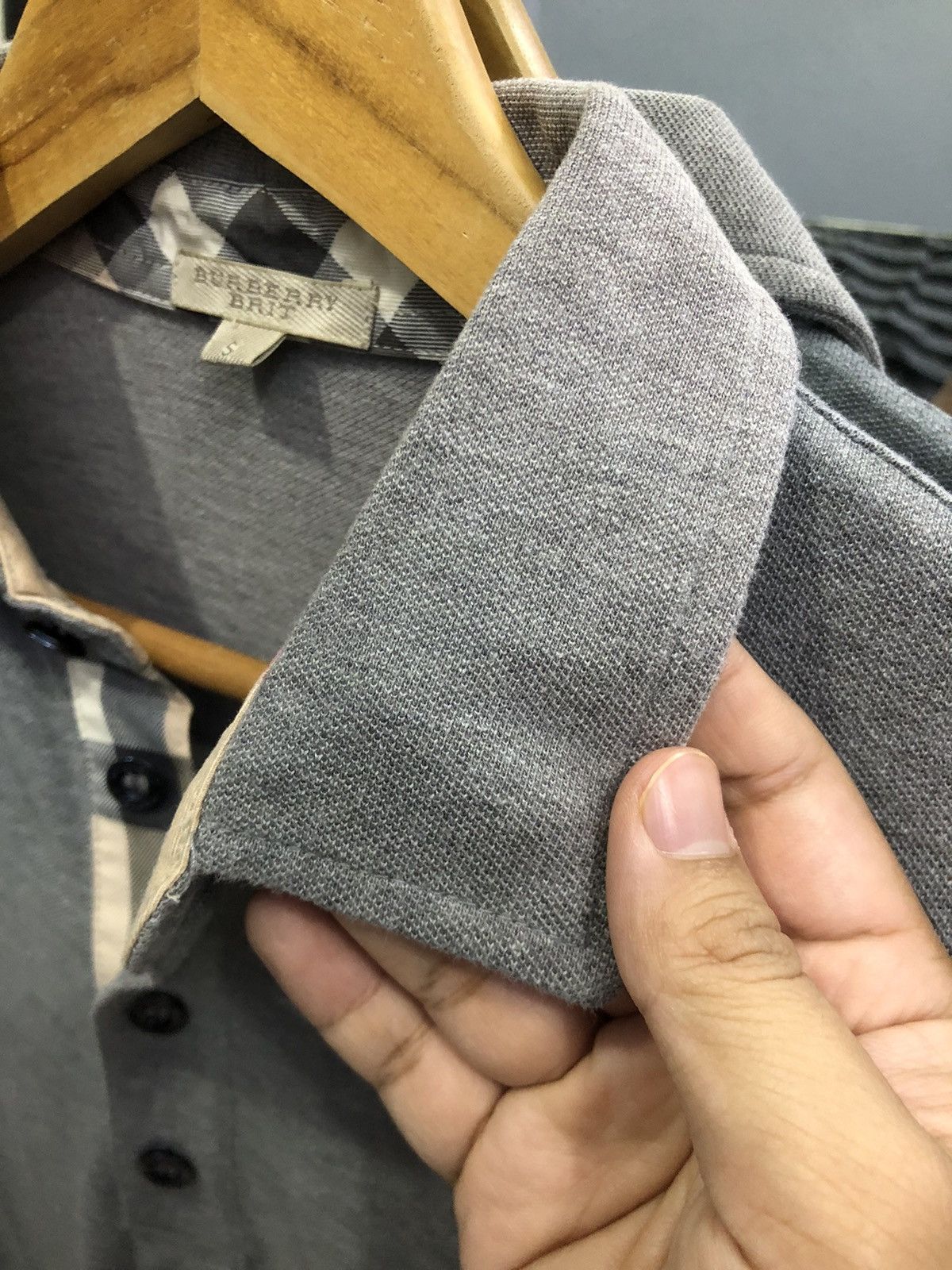 Burberry Burberry Brit Grey Check Trim Polo Shirt Size S Size US S / EU 44-46 / 1 - 10 Thumbnail