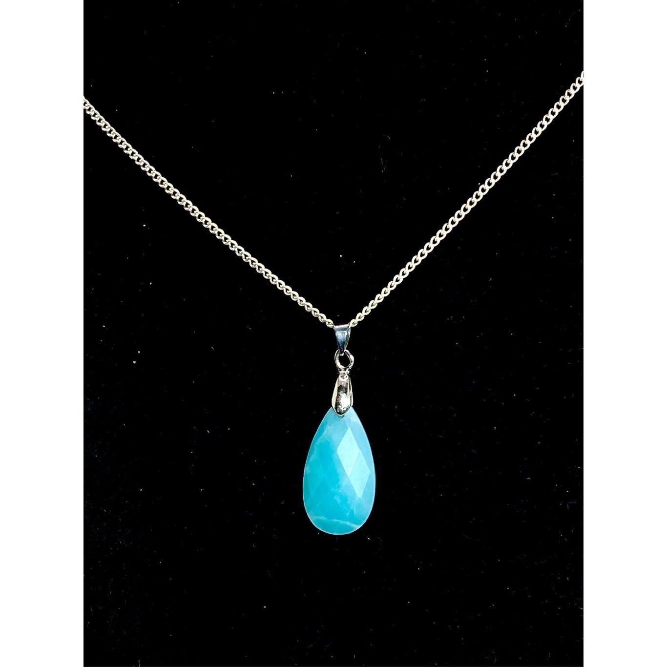 AUN Sterling 925 Silver & Amazonite Necklace