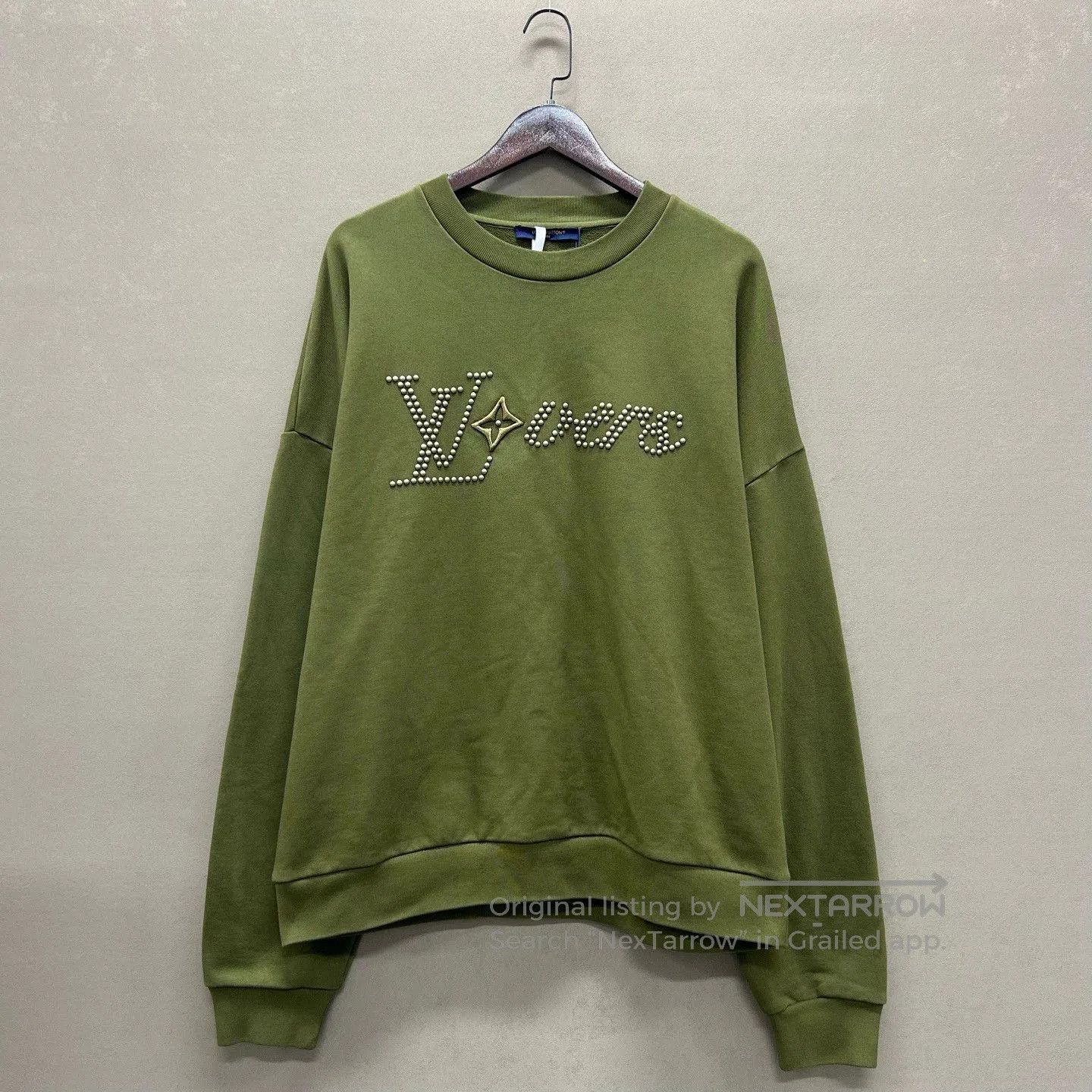 LV Collab Green Sweatshirt with Logo Design.