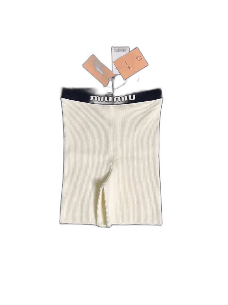 Prada MiuMiu White Logo Sport Shorts with Tags Size 36" / US 14 / IT 50 - 1 Thumbnail