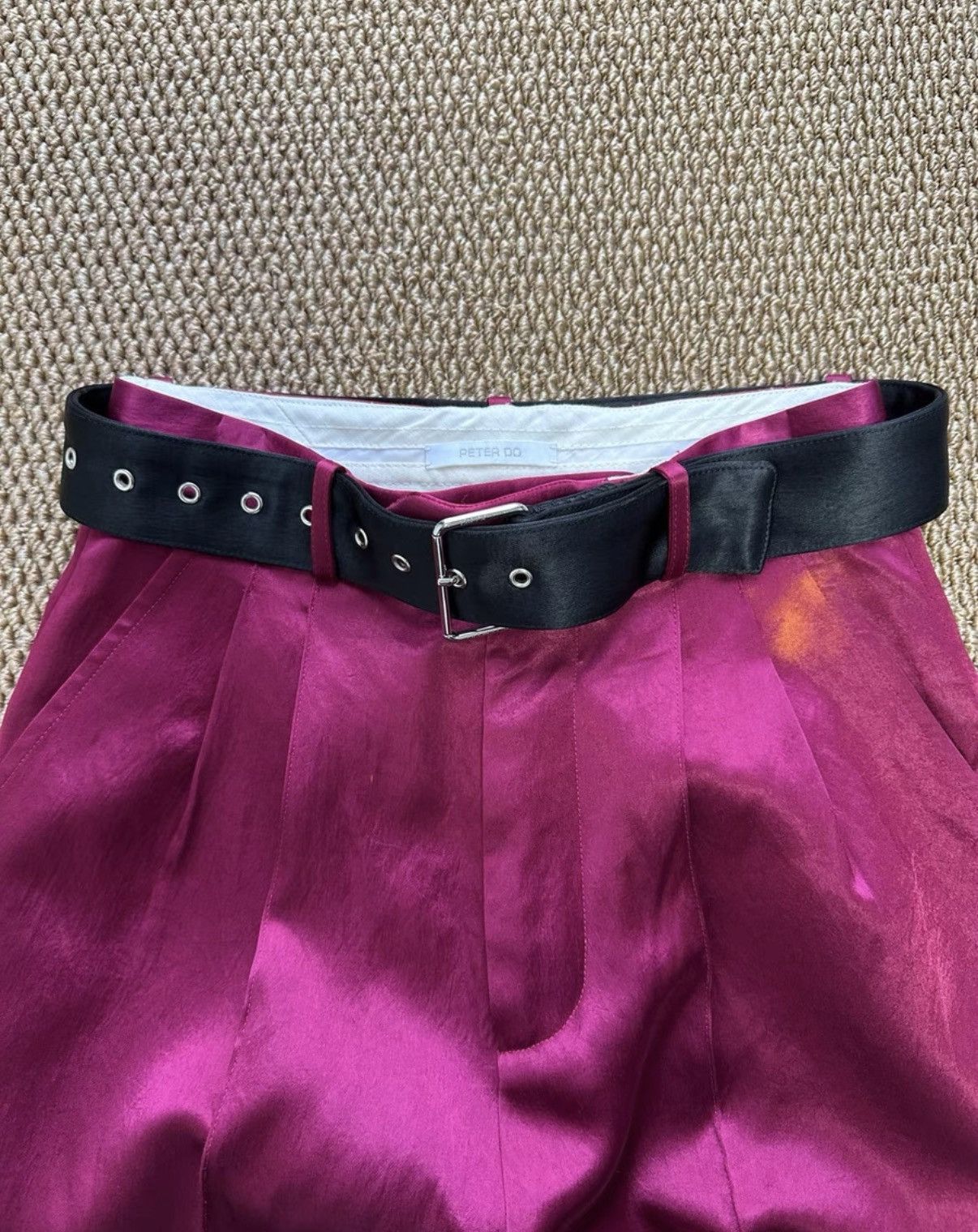 Peter Do Peter Do Red Satin Belted Trousers, Early Classic Model K23 Size 25" / US 0 / IT 36 - 4 Thumbnail