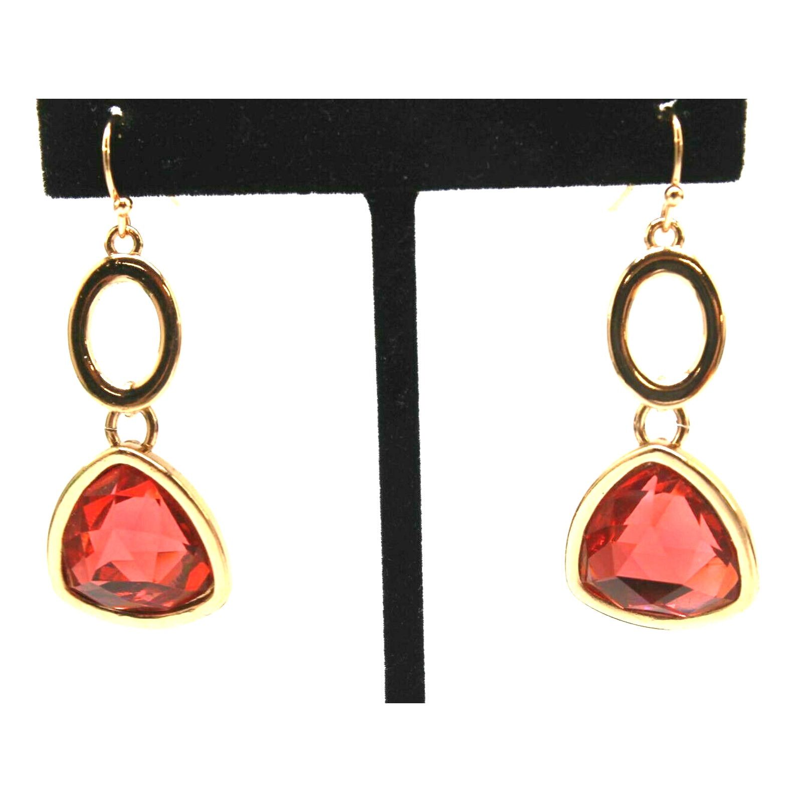 Other Chunky Statement Pink Rhinestone Dangle Earrings 1-1/2" Drop Size ONE SIZE - 1 Thumbnail