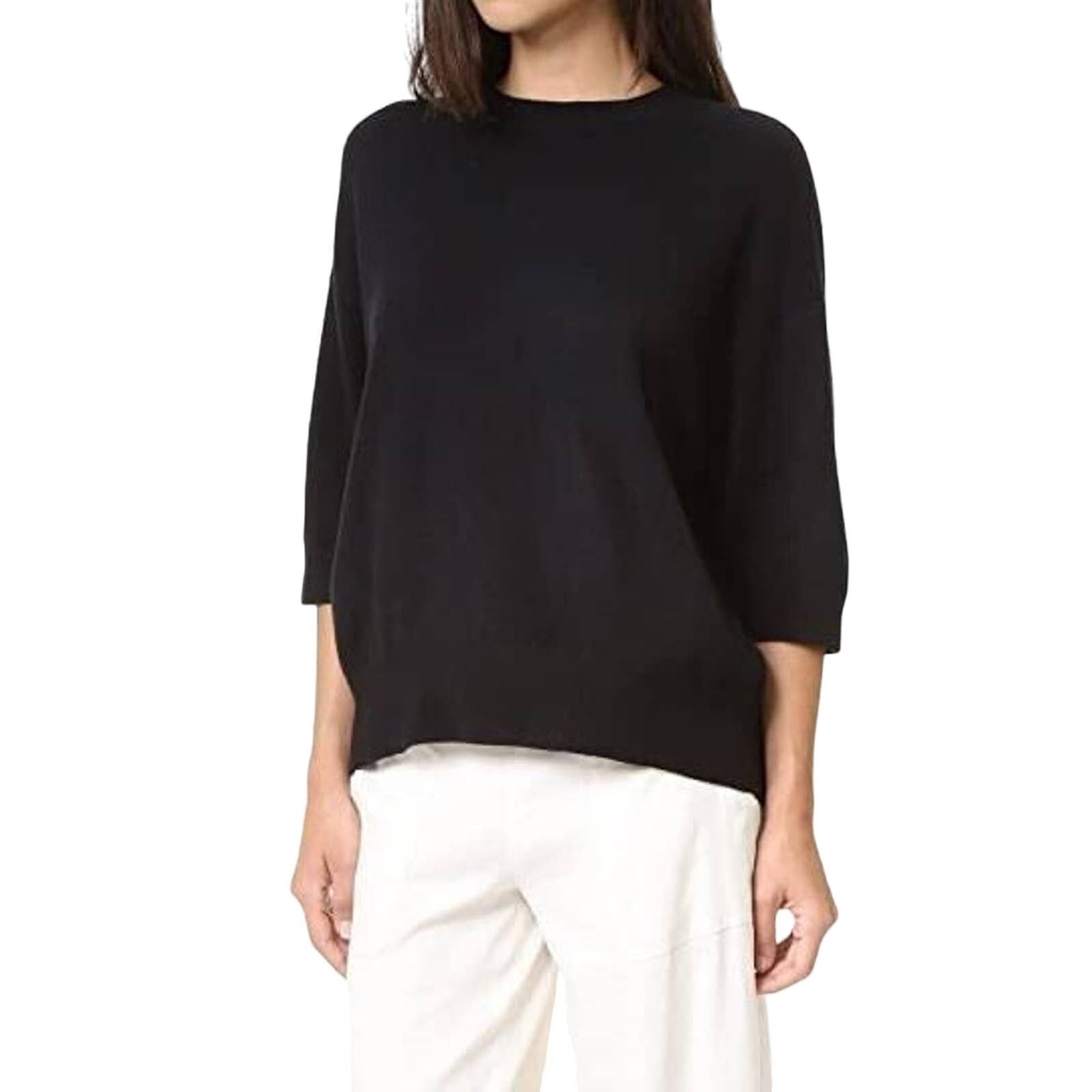 Vince VINCE Black Cashmere 3/4 Sleeve Crew Neck Sweater Size XS Size XS / US 0-2 / IT 36-38 - 1 Thumbnail