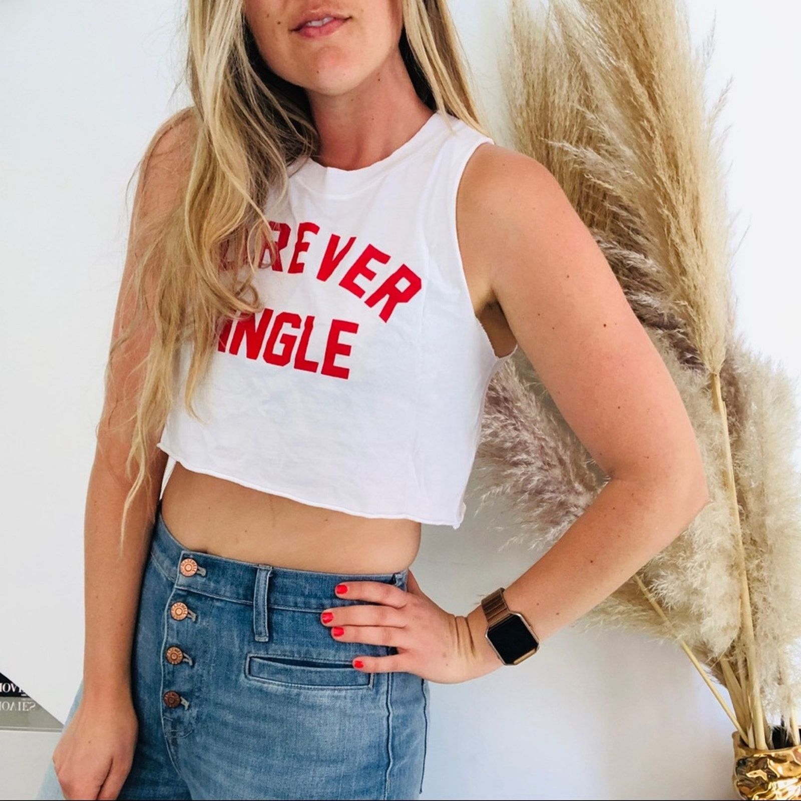 Nordstrom NEW PRIVATE PARTY REVOLVE Forever White Crop Tank Top Shirt Size XS / US 0-2 / IT 36-38 - 8 Thumbnail