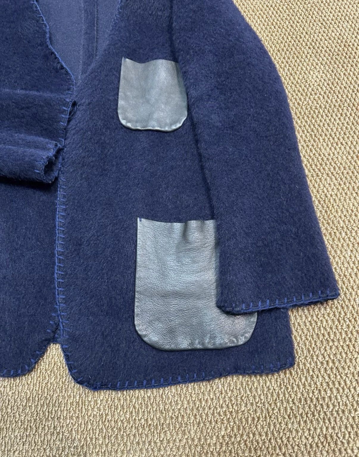 Bed j.w. Ford BED J.W. FORD Navy Alpaca Wool Collarless Jacket K23 Size US M / EU 48-50 / 2 - 2 Thumbnail