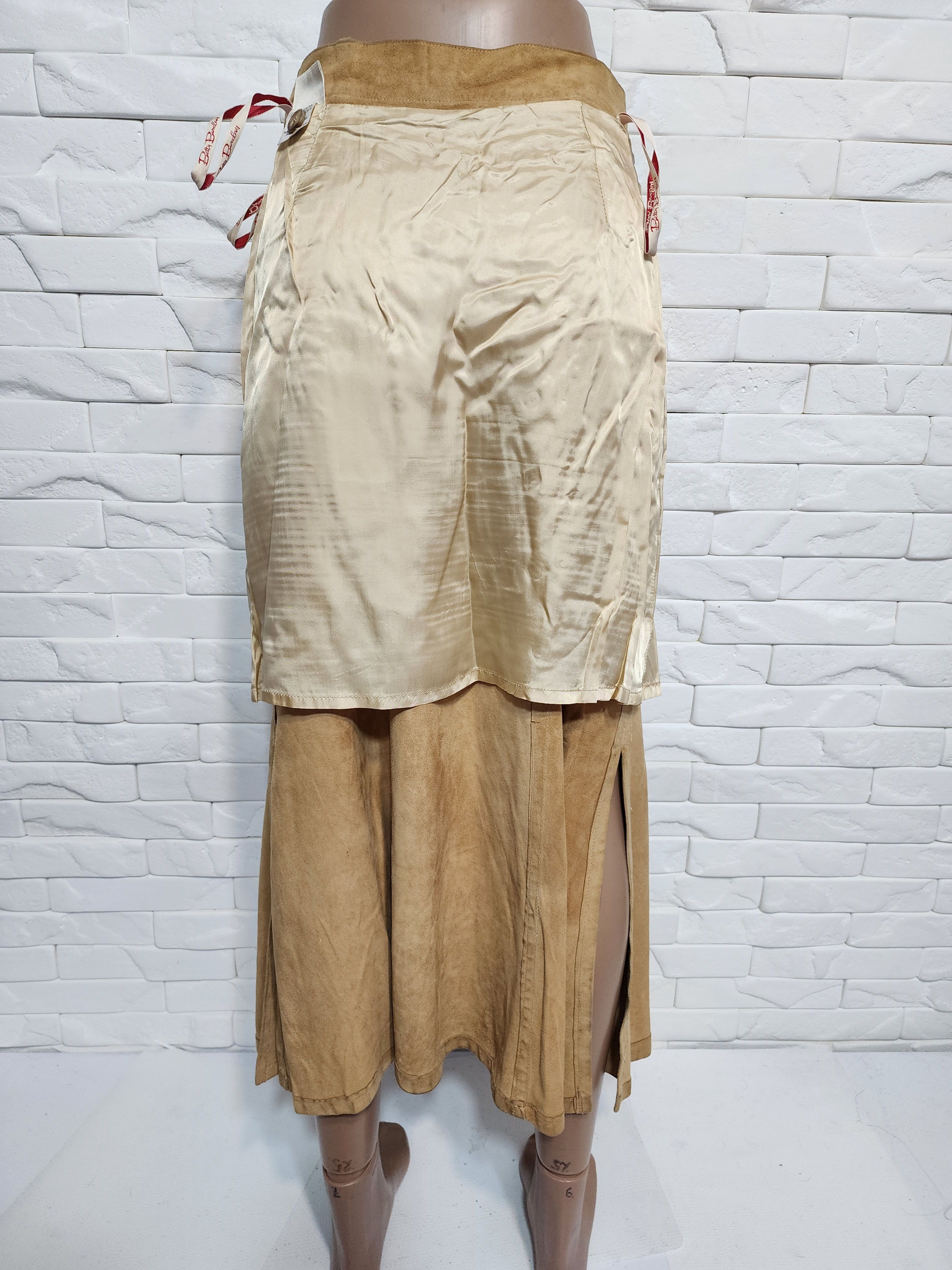 Other Brown Suede Leather Skirt, Plastic Buttons Fasteners Size 28" / US 6 / IT 42 - 7 Thumbnail