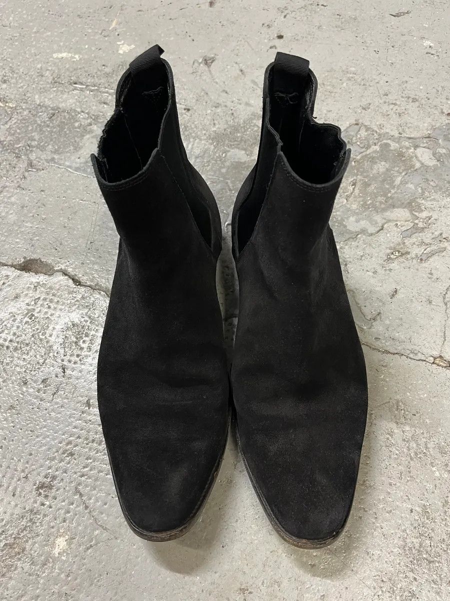 Designer × Saint Laurent Paris × Vintage Saint Laurent Black Suede Leather Ankle Boots Size US 7 / EU 40 - 5 Thumbnail