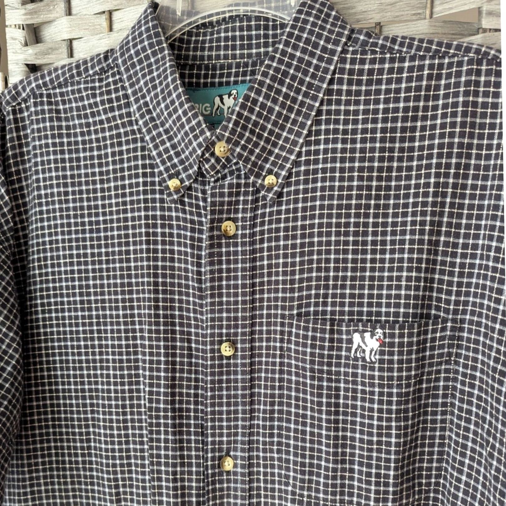 Big Dogs VINTAGE Big Dogs Button-Down Shirt Grid Short Sleeve Mens XL Black White Check/Embroidered Dog Logo Regular Fit (90s) Size US XL / EU 56 / 4 - 2 Thumbnail