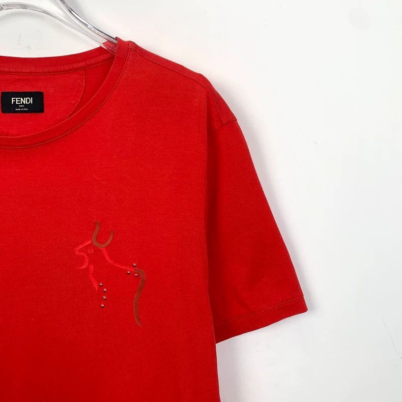 Fendi Fendi Red Logo Animal Print TShirt Size US M / EU 48-50 / 2 - 3 Thumbnail