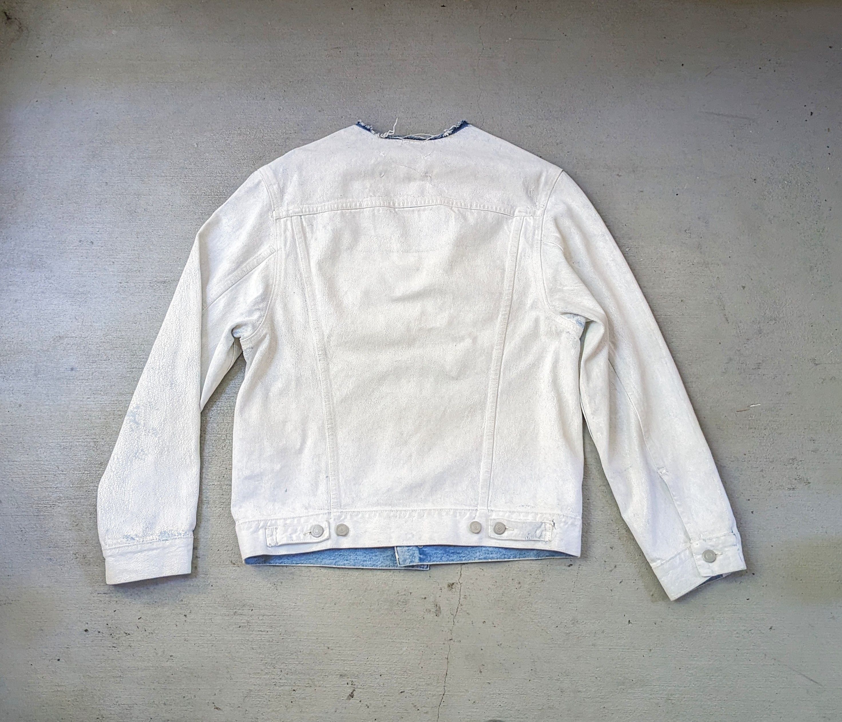 Maison Margiela Maison Margiela Denim Jacket White Paint Blue 46 Collarless Size US M / EU 48-50 / 2 - 13 Thumbnail
