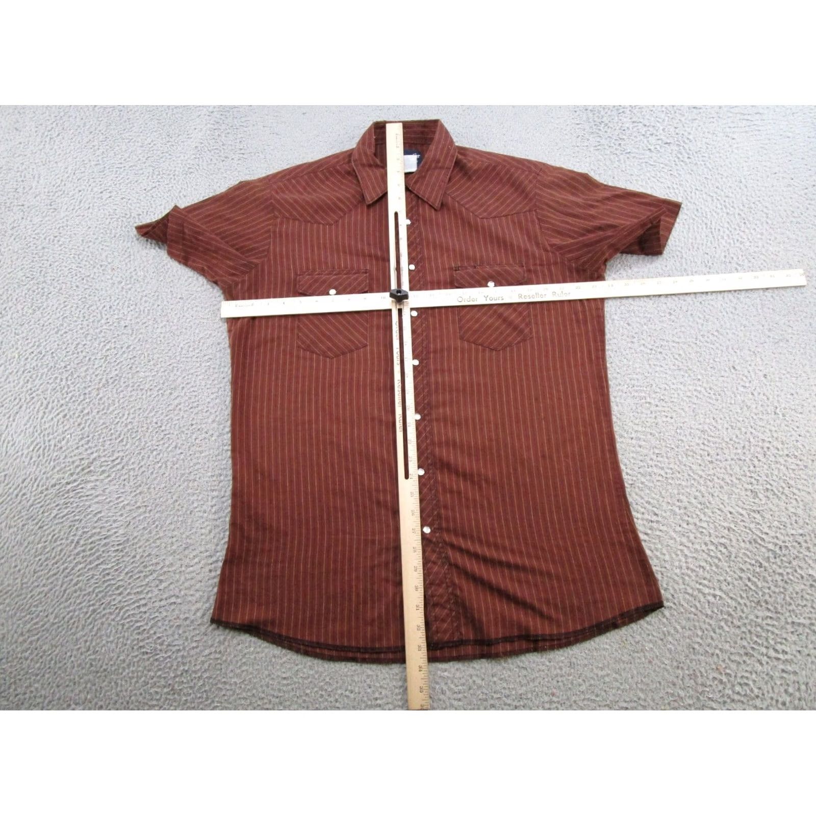 Wrangler Wrangler Western Shirt Mens Striped Short Sleeve Snap Up Cowboy Rodeo Rockabilly Shirt Mens Brown Cotton Size US M / EU 48-50 / 2 - 3 Thumbnail