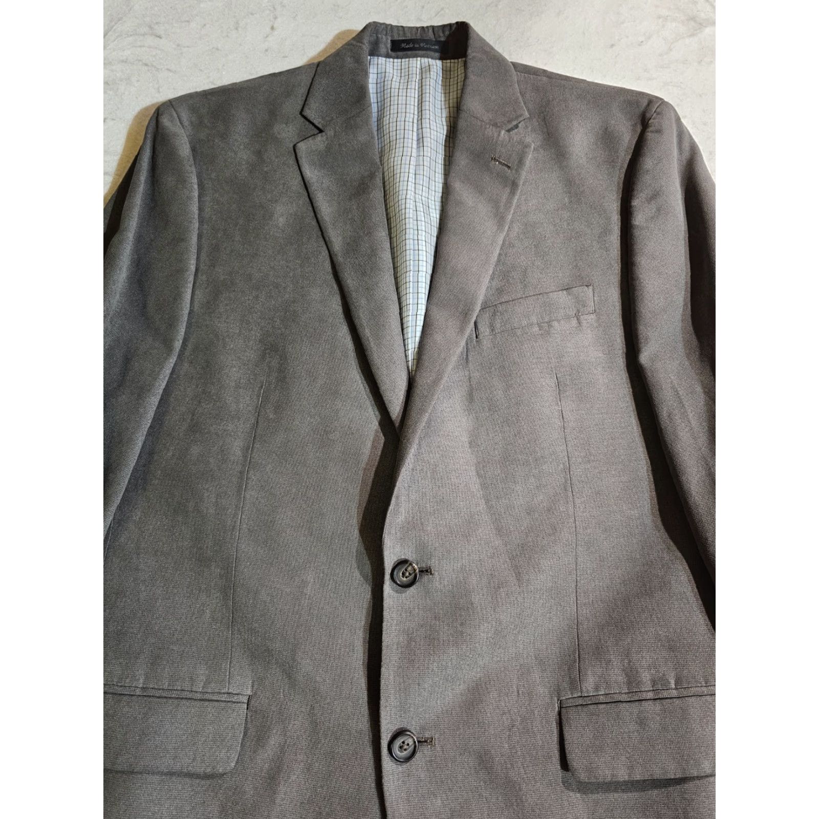Ralph Lauren VINTAGE Lauren Ralph Lauren Classic 100% Polyester Stretch Suit Coat Sports Jacket Blazer 42 Long Grey Mens Size 42R - 7 Thumbnail