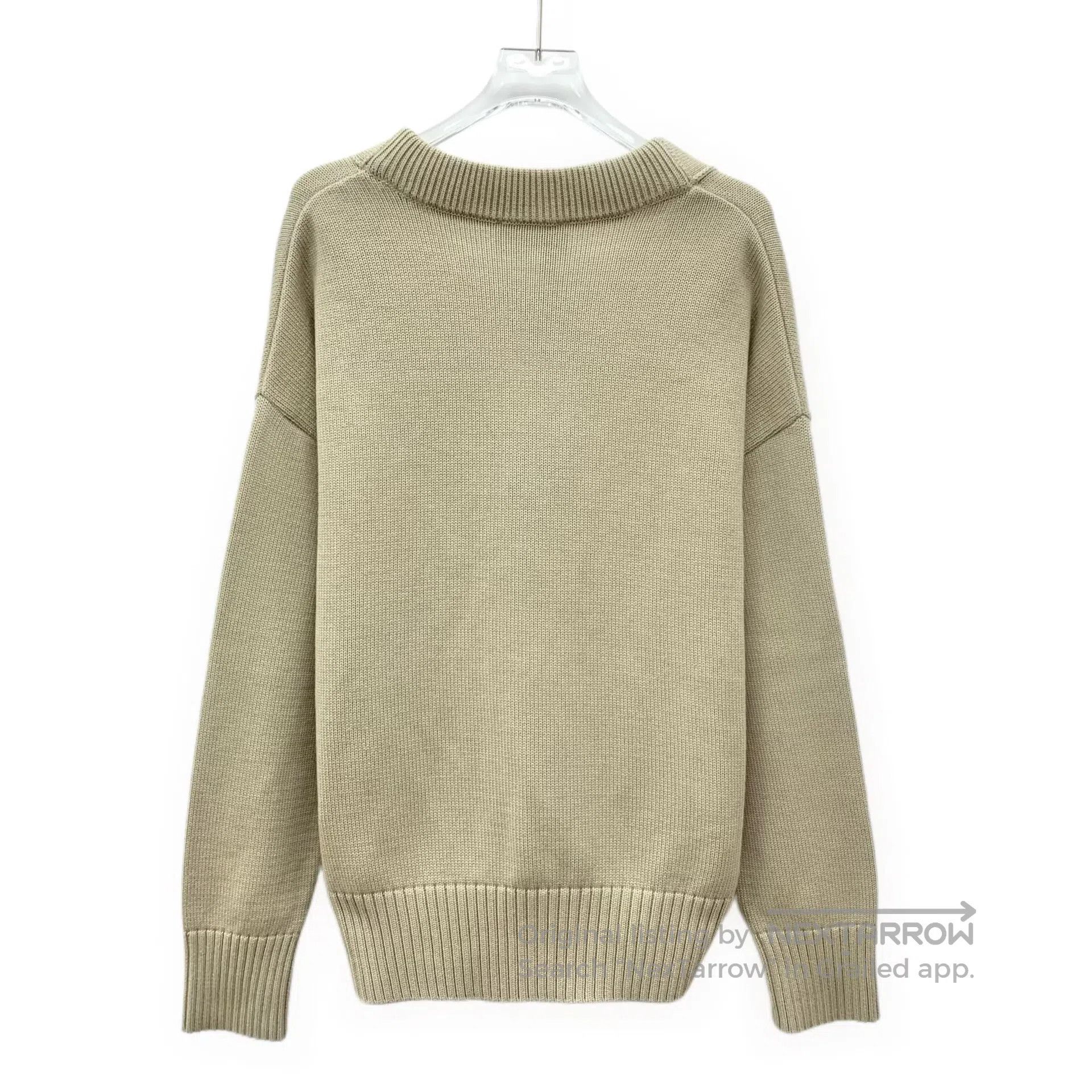 AMI Ami Oatmeal Color Love Heart Letter Embroidered Cotton V-n Size M / US 6-8 / IT 42-44 - 2 Thumbnail
