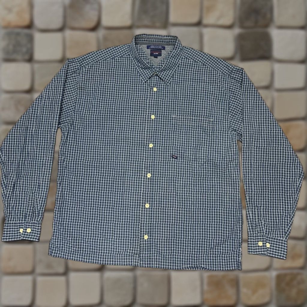 Vintage Tommy Jeans Long Sleeve Shirt Mens XL Blue Plaid Button-Down Pocket 90s Style Regular Fit Size US XL / EU 56 / 4 - 1 Thumbnail