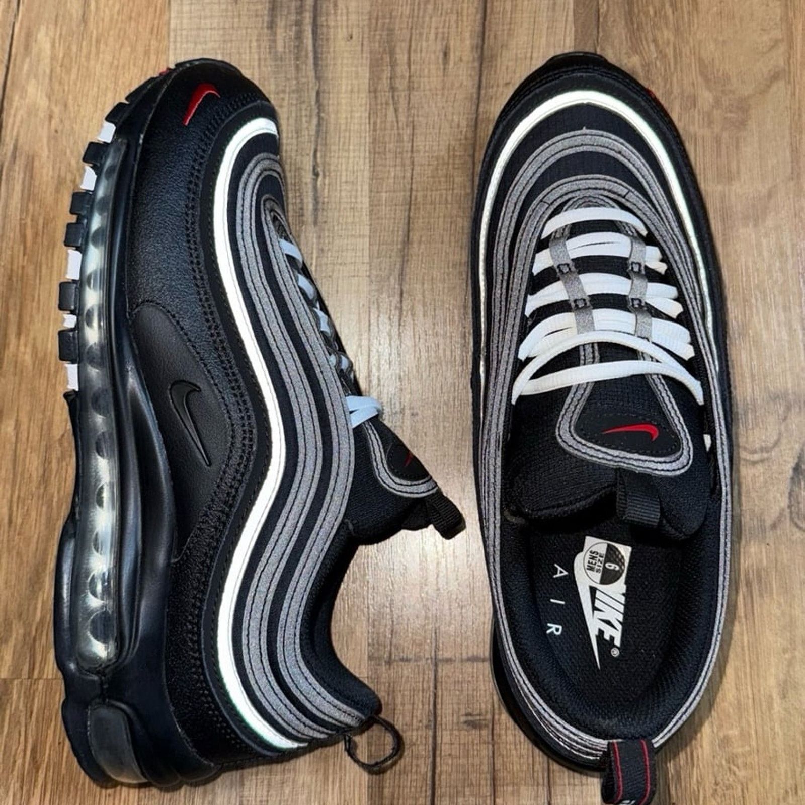 Nike Nike Air Max 97 Black White Sport Red Size US 9 / EU 42 - 2 Thumbnail