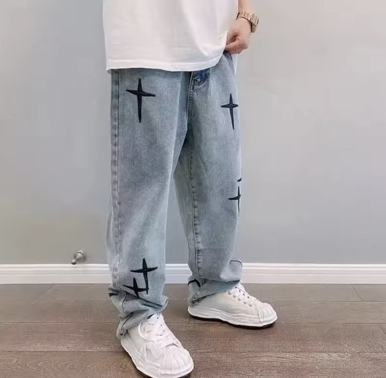 Designer × Japanese Brand vintage embroidered baggy jeans Size US 31 - 4 Thumbnail
