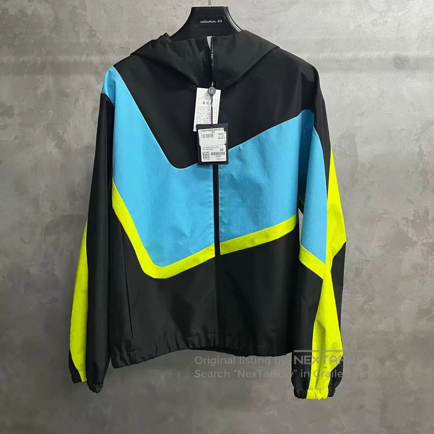 Louis Vuitton Black Logo Print Hooded Jacket.