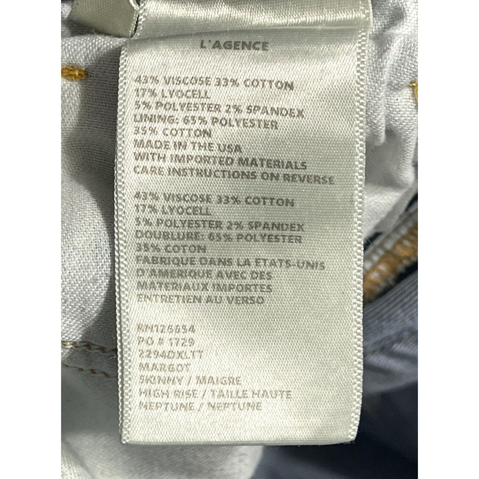 L'AGENCE L’AGENCE Blue Skinny Jeans Margot High Rise Ankle 27 Black Satin Stripe Women Regular Jeans 5-Pocket 90s Style Size 27" / US 4 / IT 40 - 3 Thumbnail