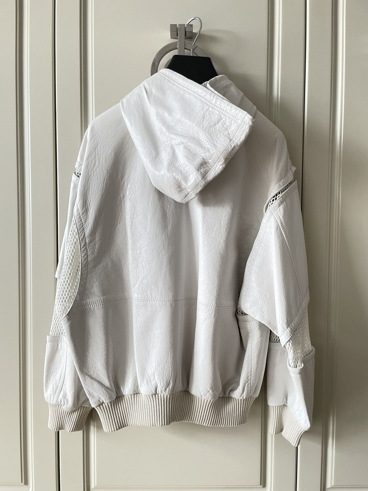 Celine × Hedi Slimane SS22 White Hooded Leather Bomber Mesh Panneling Size US S / EU 44-46 / 1 - 13 Thumbnail