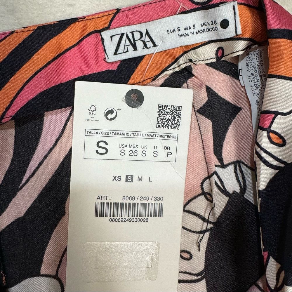 Zara NWT New Zara Printed Knotted Satin Skirt Size S Size 28" / US 6 / IT 42 - 7 Thumbnail