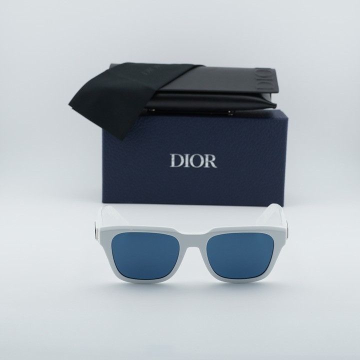 Dior Dior DIORB23 S1I 50B0 Sunglasses Shiny White Square Frame Size ONE SIZE - 11 Thumbnail