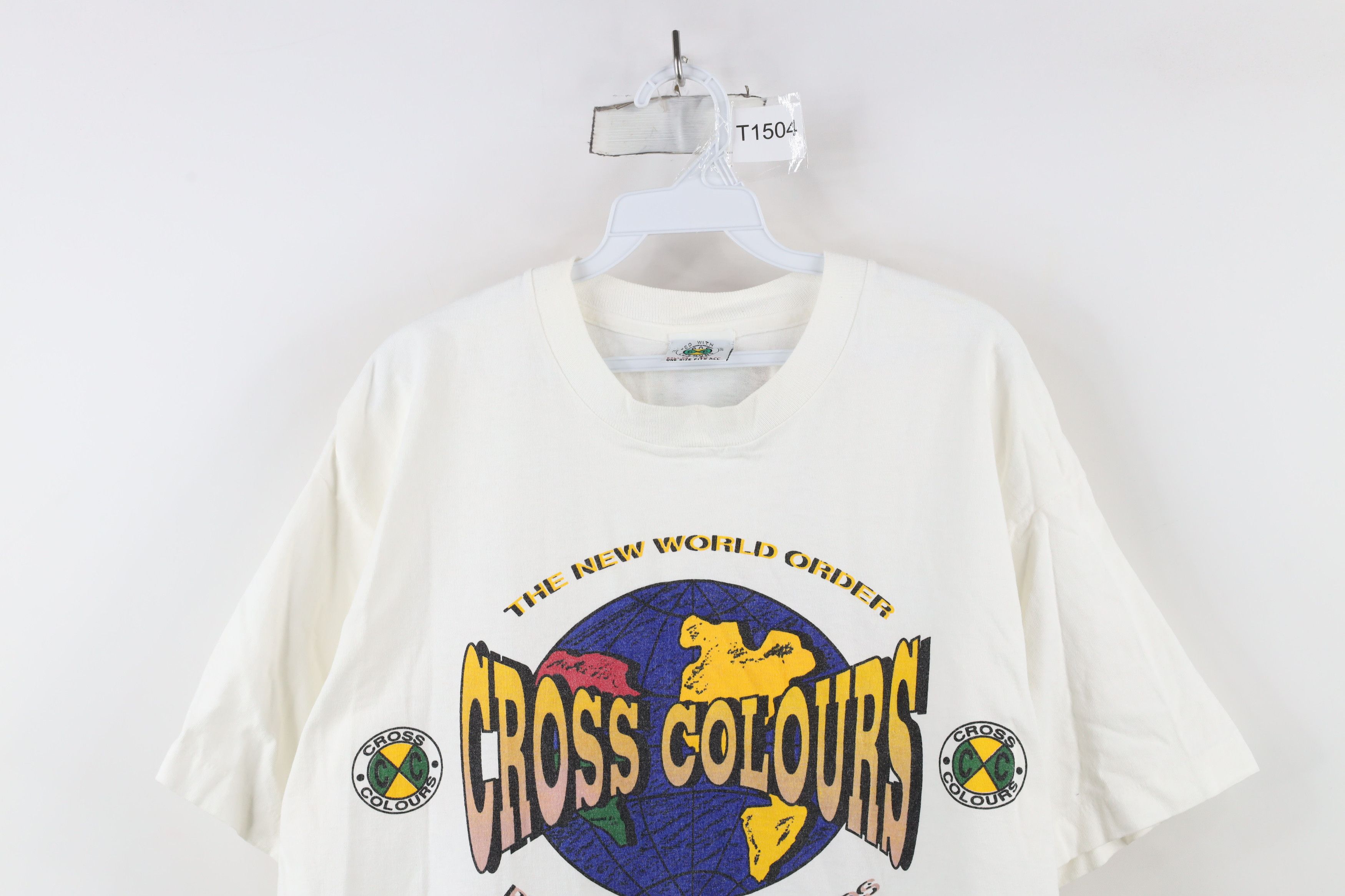 Cross Colours × Vintage Vintage 90s Cross Colours Spell New World Order T-Shirt USA Size US XXL / EU 58 / 5 - 2 Thumbnail