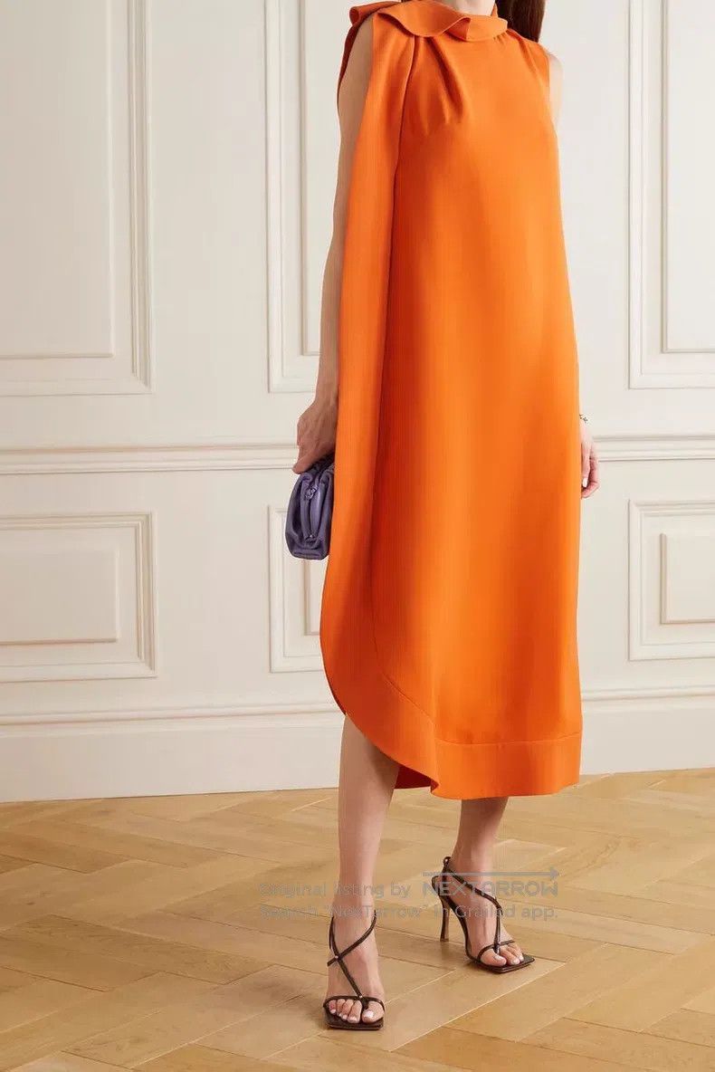 Valentino Valentino Orange silk ruffled long dress Size S / US 4 / IT 40 - 4 Thumbnail