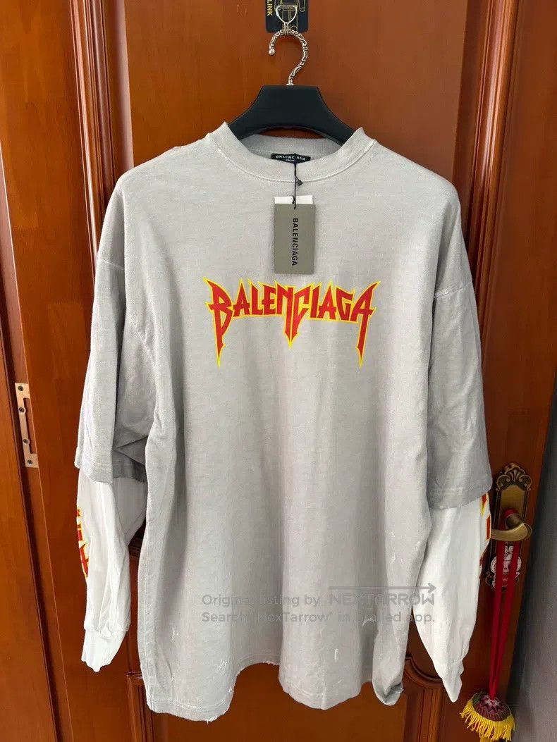 Balenciaga Balenciaga Flame Logo Fake Two-piece Patchwork Long Sleeve Size US S / EU 44-46 / 1 - 1 Thumbnail