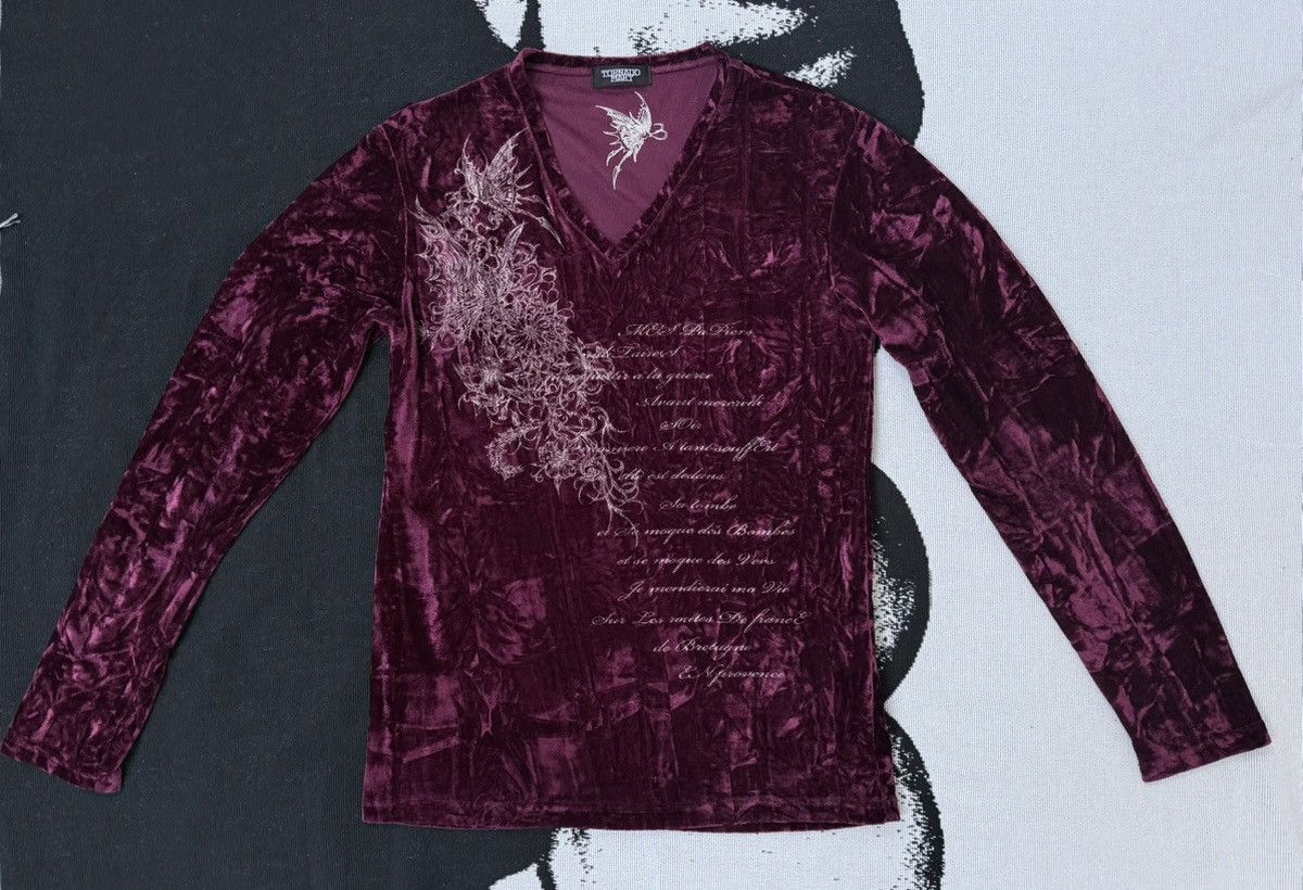Tornado Mart Tornado Mart Tribal burgundy Velvour Long sleeve V Neck Top Size US M / EU 48-50 / 2 - 1 Thumbnail