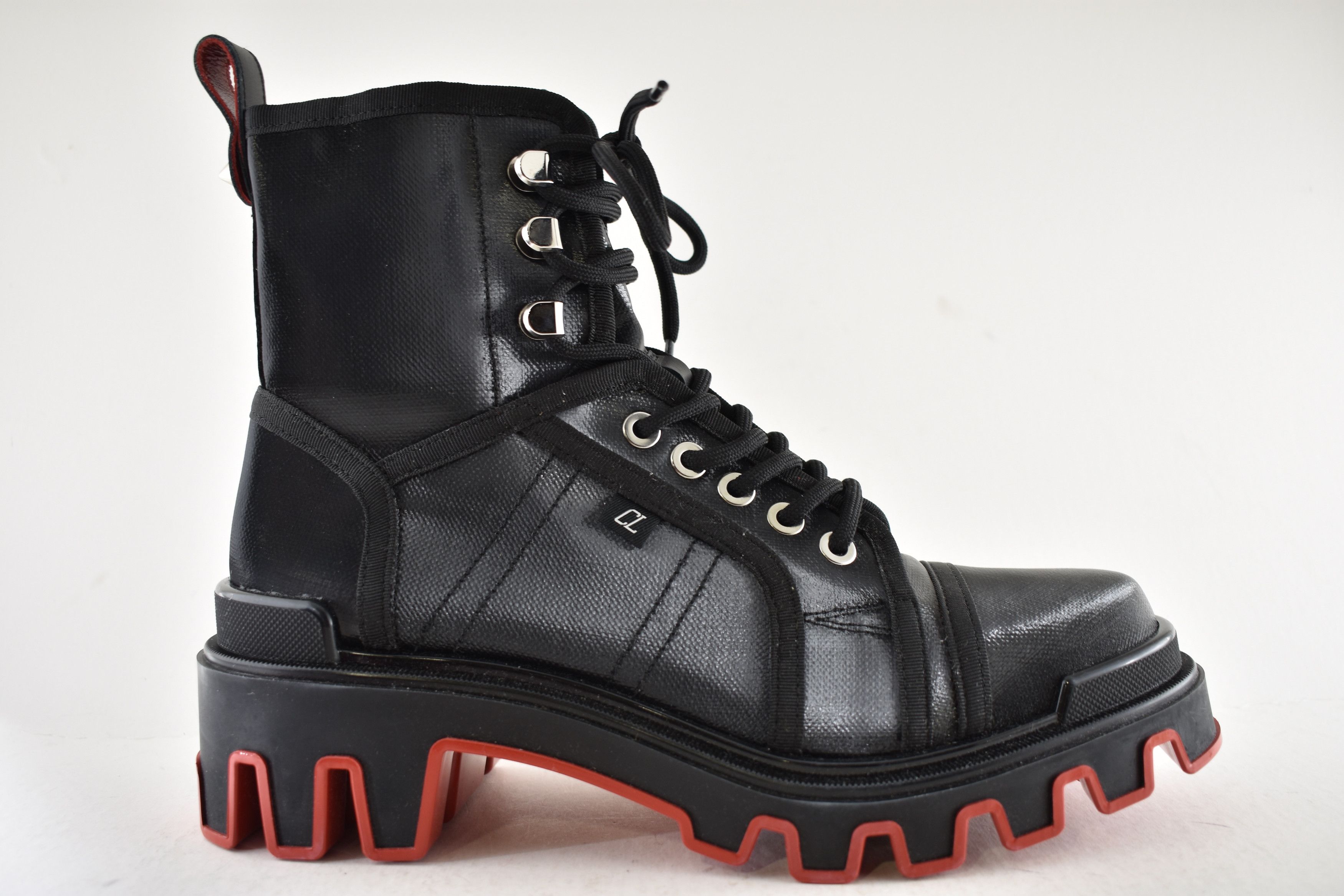 Christian Louboutin Mens Panaroot Dune Flat Black Combat Lace Up Boot 43.5 10.5 Size US 10.5 / EU 43-44 - 2 Thumbnail