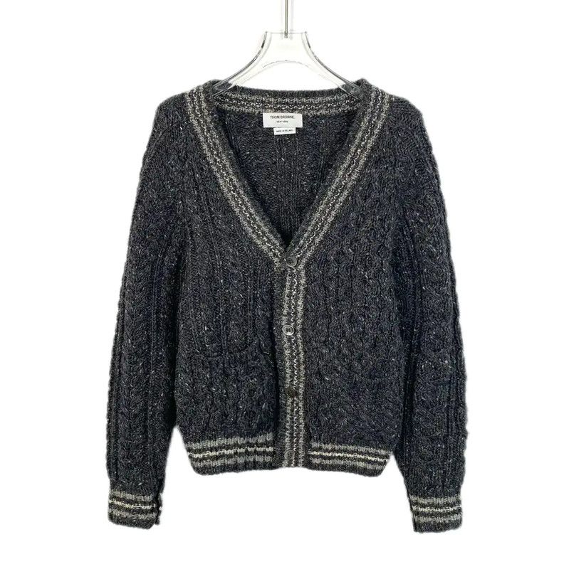 Thom Browne Thom Browne Women's Dark Gray Wool Cardigan 0089 Size XS / US 0-2 / IT 36-38 - 1 Thumbnail