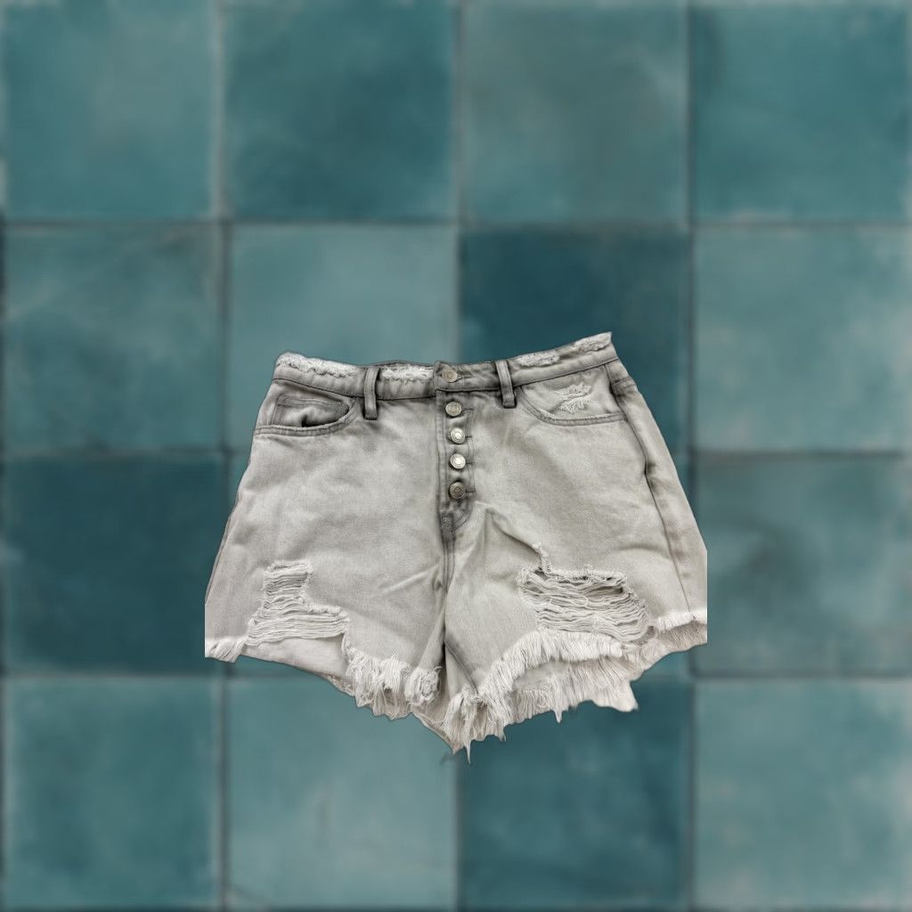 Denime VERVET Denim Shorts Women Medium Gray Button Fly Distressed Frayed Hem VT929 Size 32" / US 10 / IT 46 - 1 Thumbnail