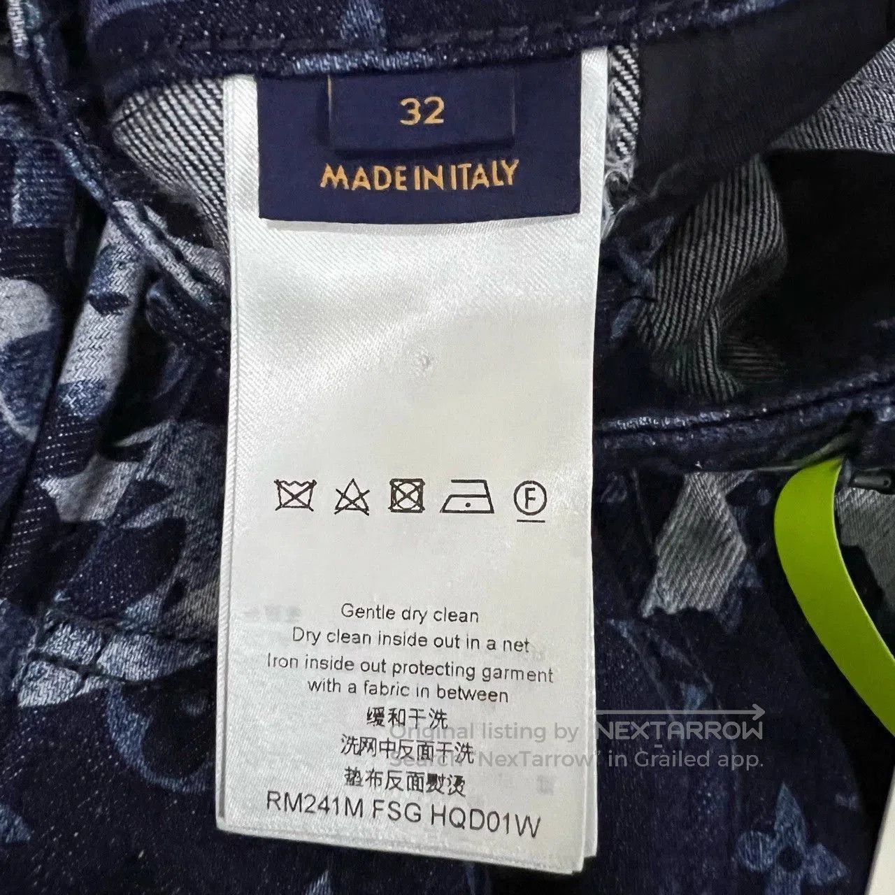 louis vuitton denim pants with monogram print.