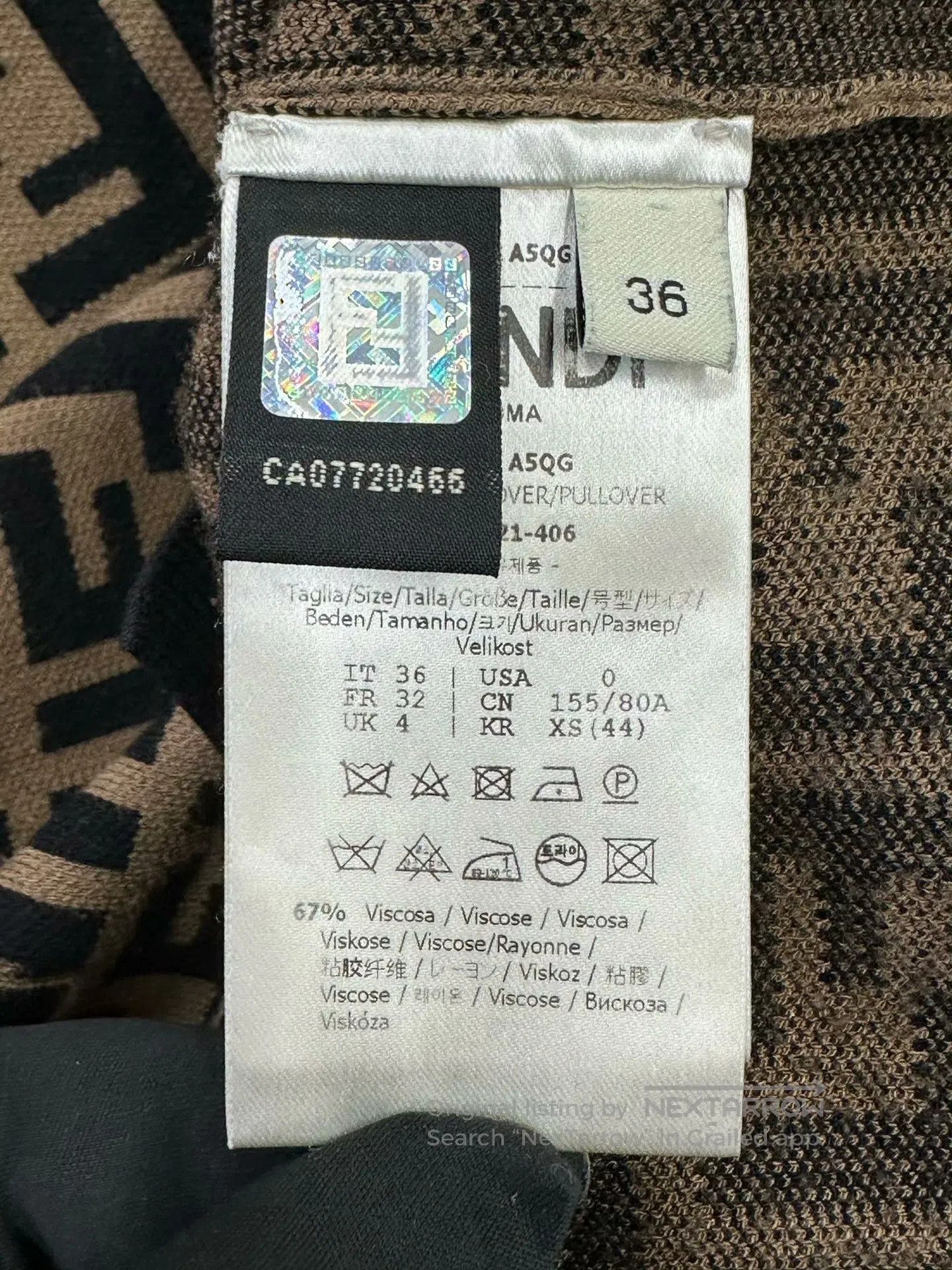 Fendi FENDI Brown Monogram Full Print Logo Knit Short Sleeve| Size XS / US 0-2 / IT 36-38 - 4 Thumbnail