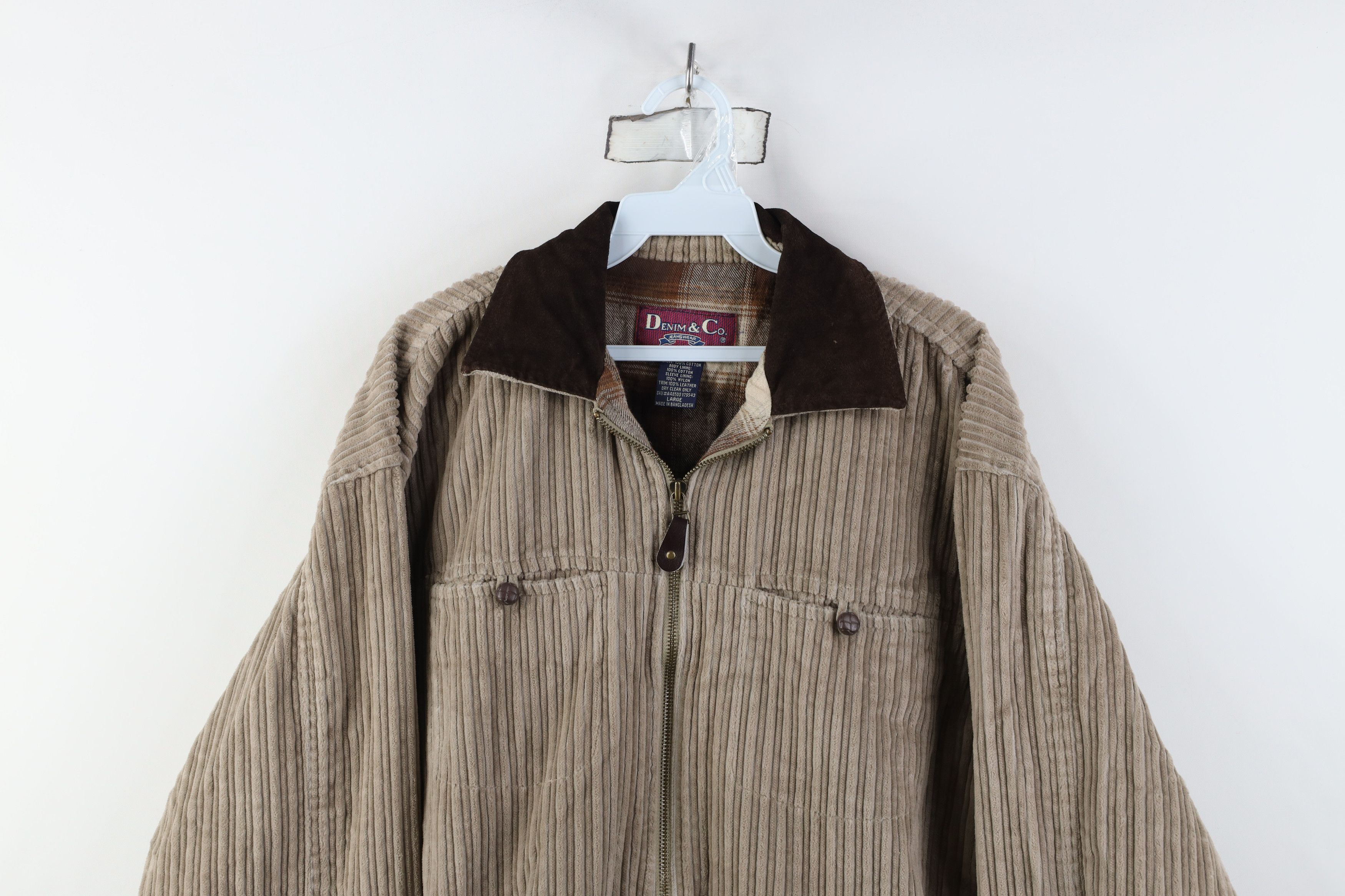 Vintage Vintage 90s Streetwear Suede Leather Collar Corduroy Jacket Size L / US 10 / IT 46 - 2 Thumbnail