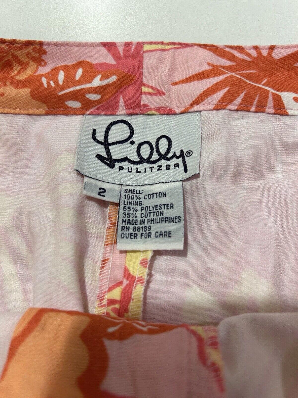 Designer LILLY PULITZER Floral Capri Crop Pants Size 2 Orange/Pink Size 26" / US 2 / IT 38 - 5 Thumbnail