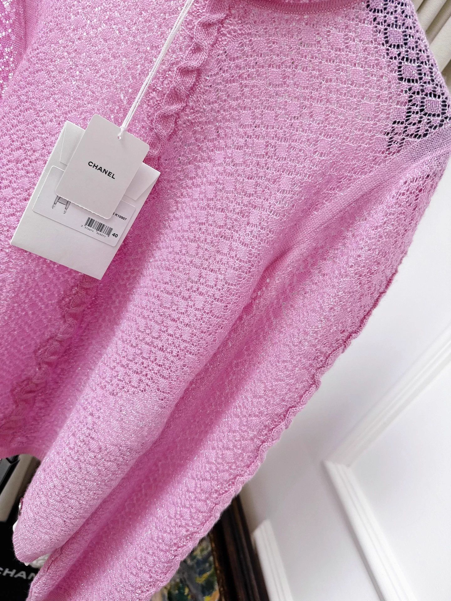 Chanel Chanel 23B Peach Glitter Turtleneck Knit LS Top 40 Size M / US 6-8 / IT 42-44 - 3 Thumbnail