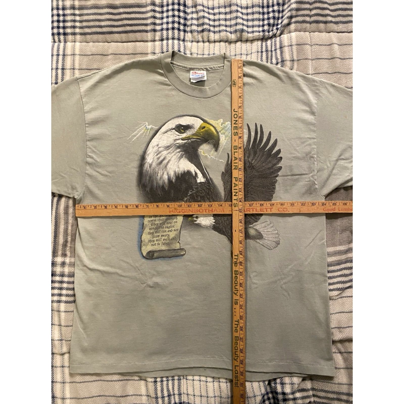 Hanes VINTAGE Hanes T-Shirt Isaiah 40:31 Eagles Green 2XL Mens Crew Neck Short Sleeve Graphic Print 90s Religion USA Cotton Single Stitch Jesus Tee Size US XXL / EU 58 / 5 - 3 Thumbnail