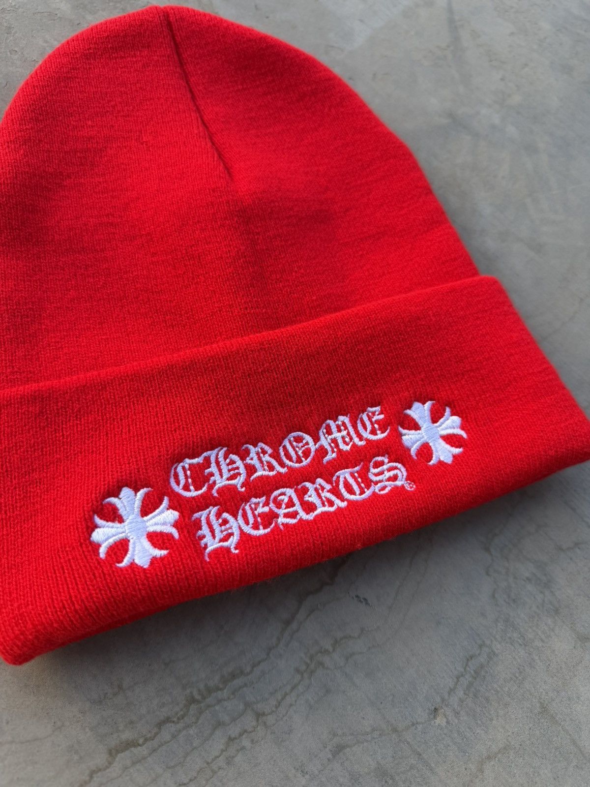 Chrome Hearts Chrome Hearts Red Beanie Cross Logo Embroidery Size ONE SIZE - 2 Thumbnail