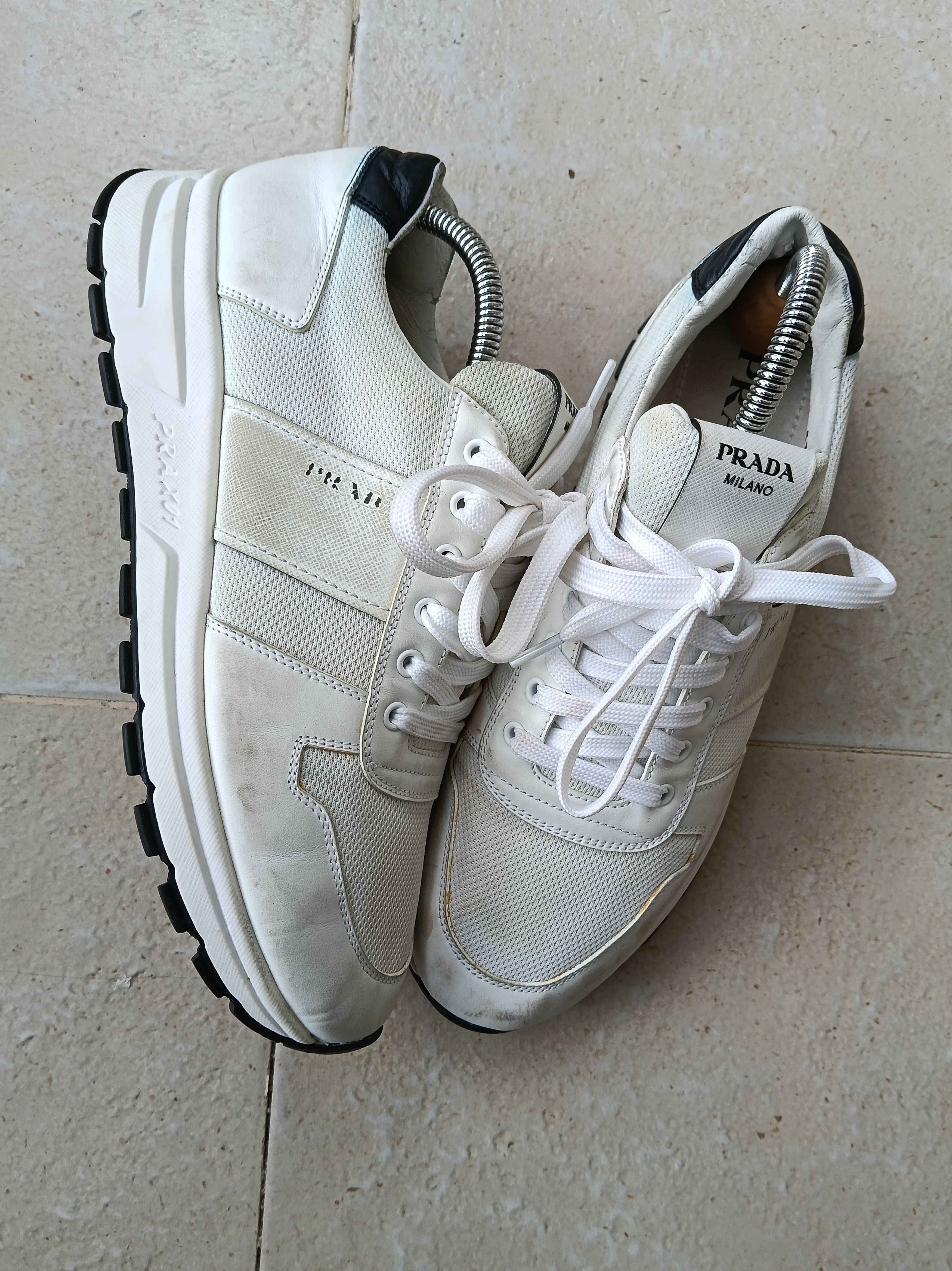 Prada Prada prax 01white black leather sneakers Size US 8.5 / EU 41-42 - 1 Thumbnail