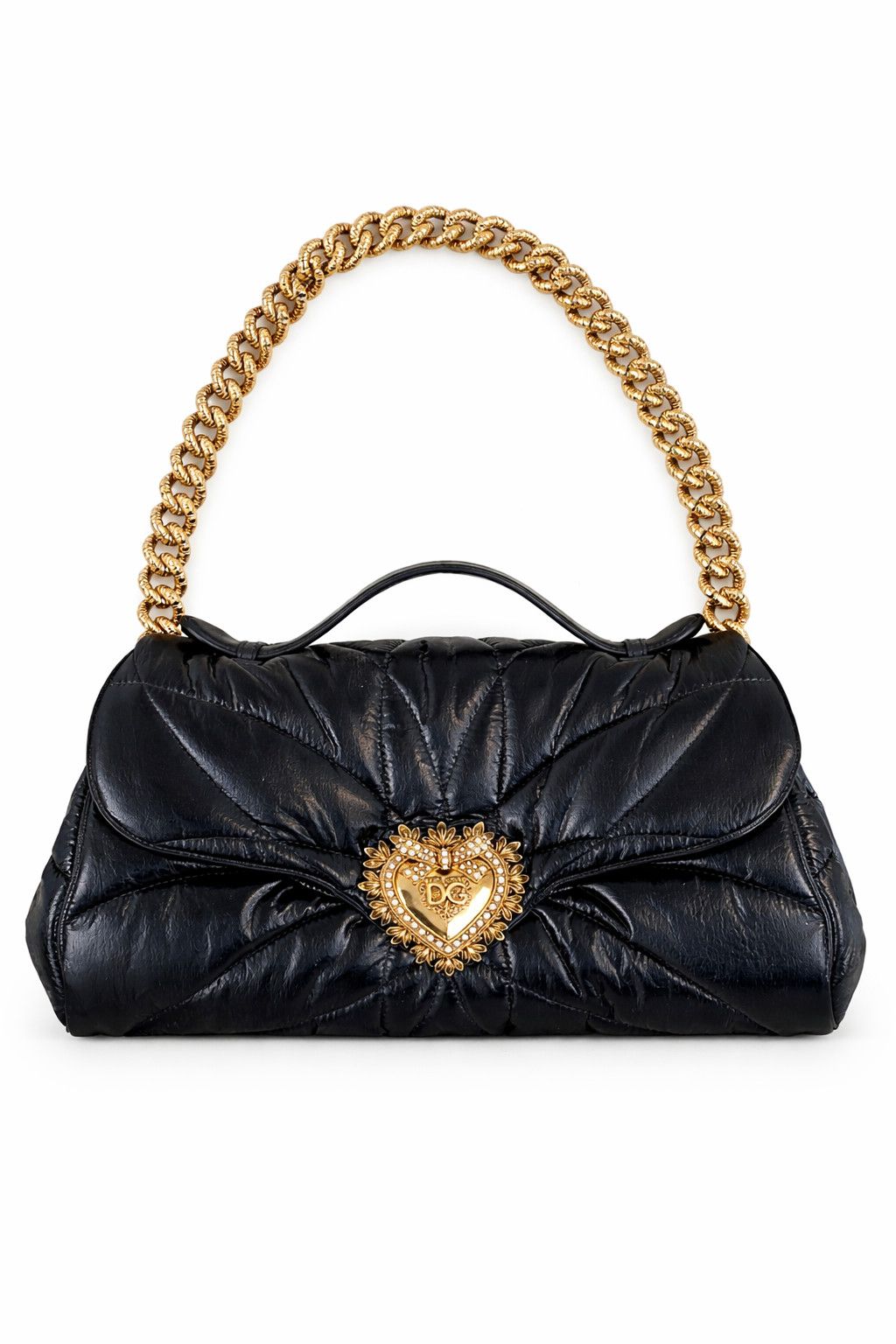 Dolce & Gabbana Dolce & Gabbana Devotion Quilted Shoulder Gold Chain Bag Size ONE SIZE - 1 Thumbnail