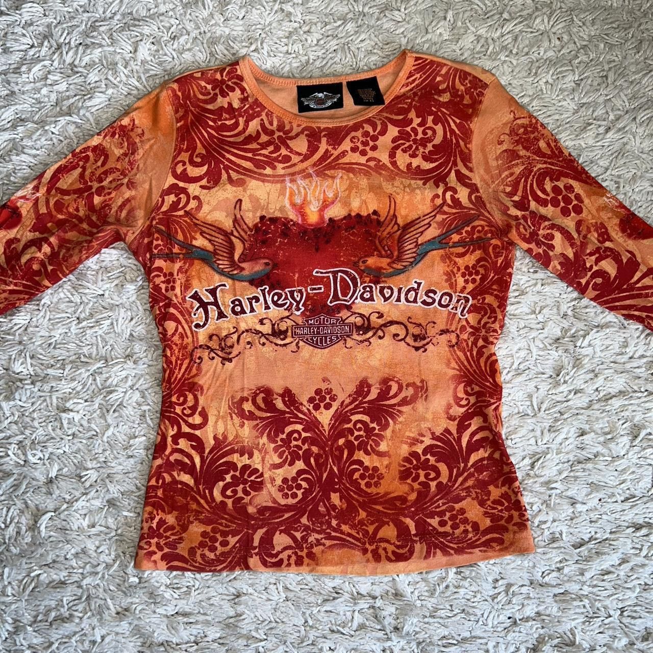 Harley Davidson Rare ❤️‍🔥 HARLEY-DAVIDSON Tattoo Heart Birds Top Size XS / US 0-2 / IT 36-38 - 4 Thumbnail